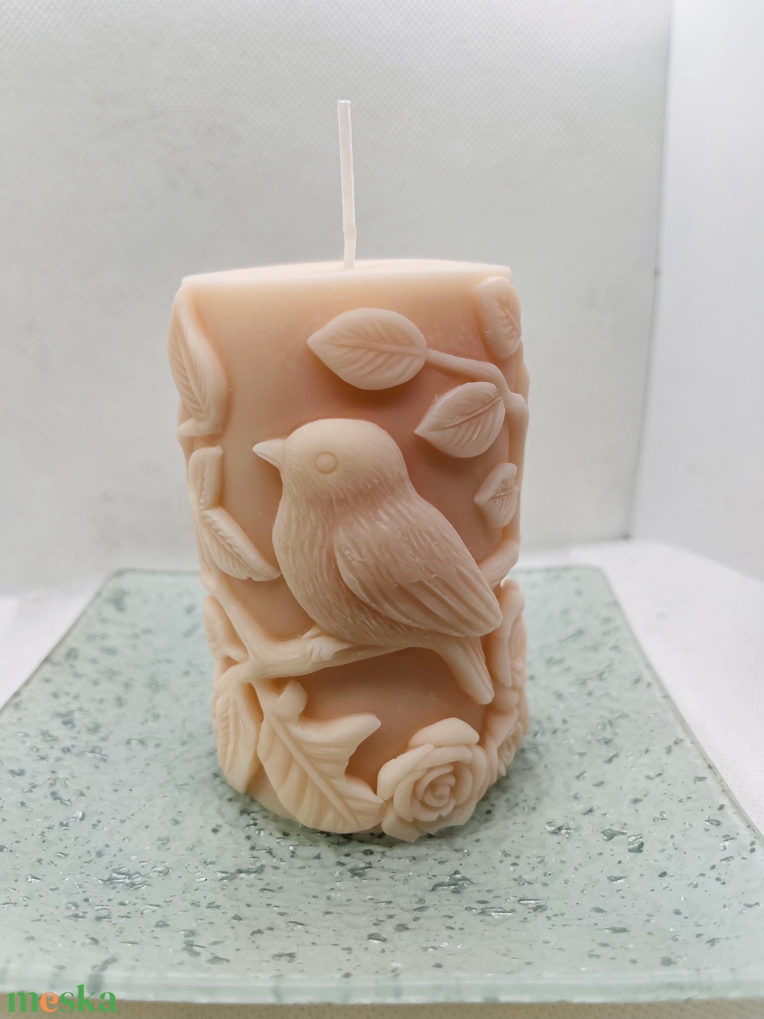 Madaras tömb gyertya- baracvirág - otthon & életmód - gyertya, illat, aroma - gyertya - Meska.hu