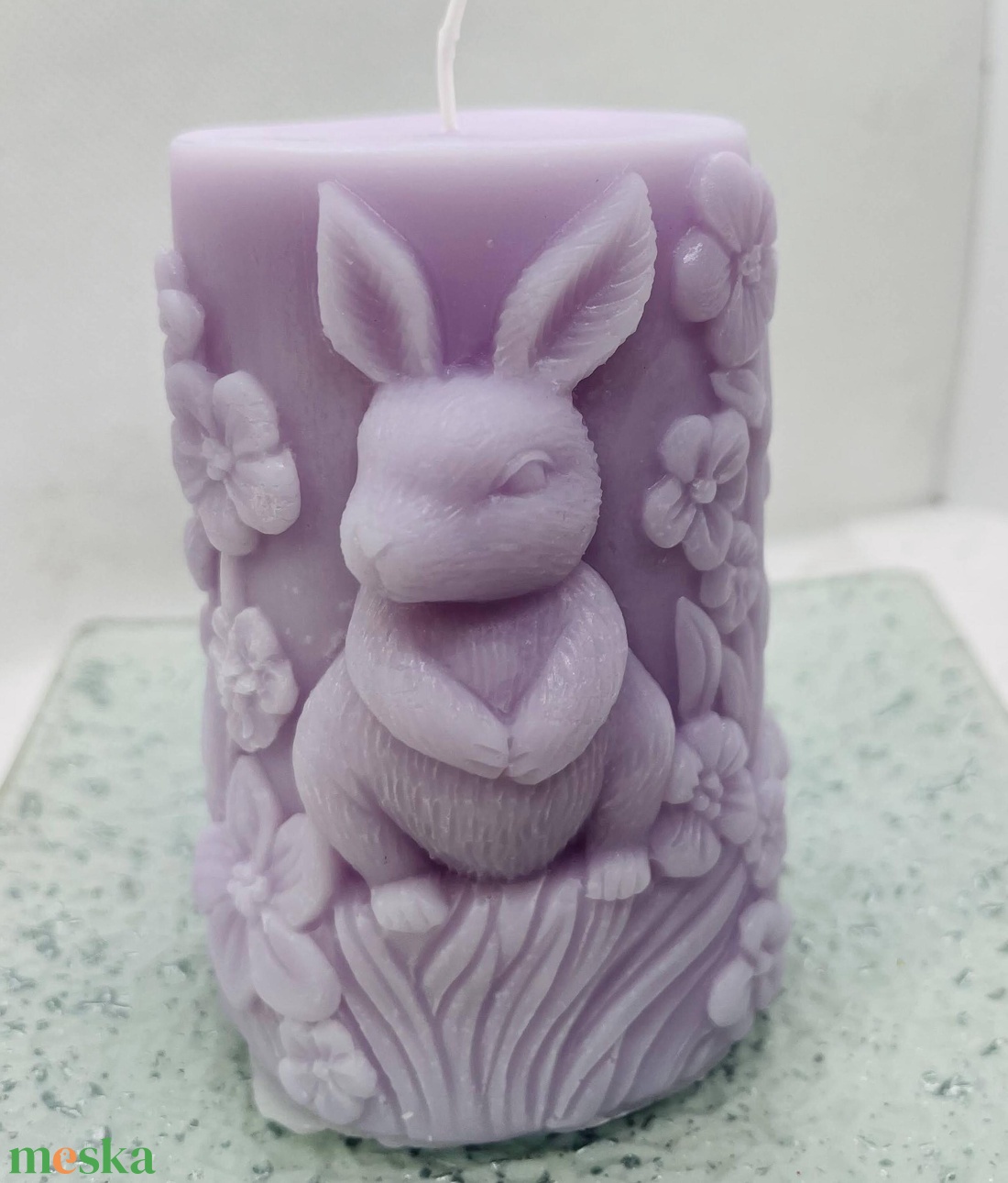 Nyuszis tömb gyertya- lila - otthon & életmód - gyertya, illat, aroma - gyertya - Meska.hu