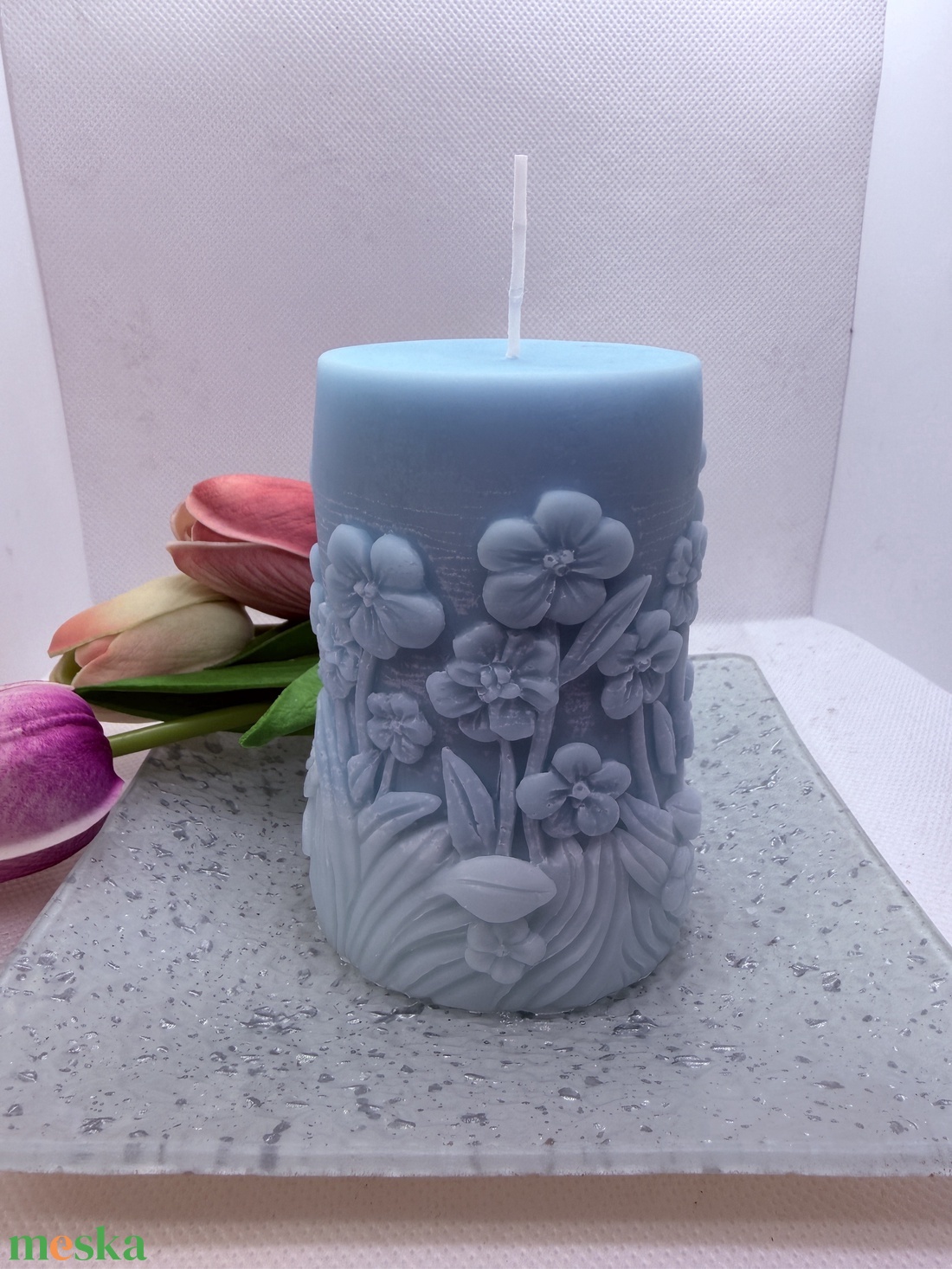 Nyuszis tömb gyertya- kék színátmenettel - otthon & életmód - gyertya, illat, aroma - gyertya - Meska.hu