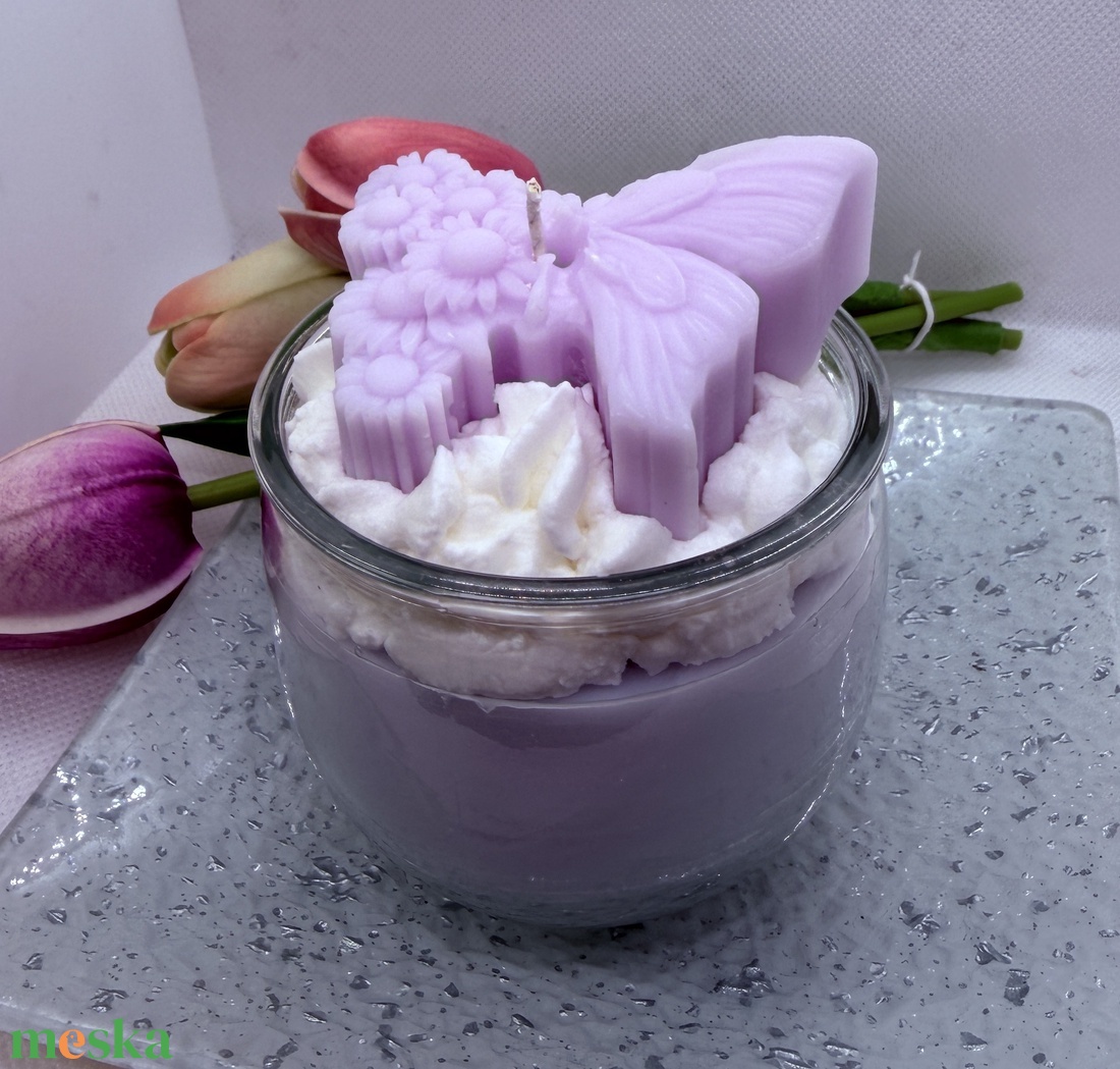 Habos virágos szójagyertya � romantikus, kézműves díszgyertya ajándékba - otthon & életmód - gyertya, illat, aroma - gyertya - Meska.hu