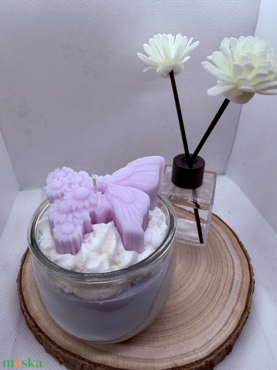 Habos pillangós szójagyertya � romantikus, kézműves díszgyertya ajándékba - otthon & életmód - gyertya, illat, aroma - gyertya - Meska.hu