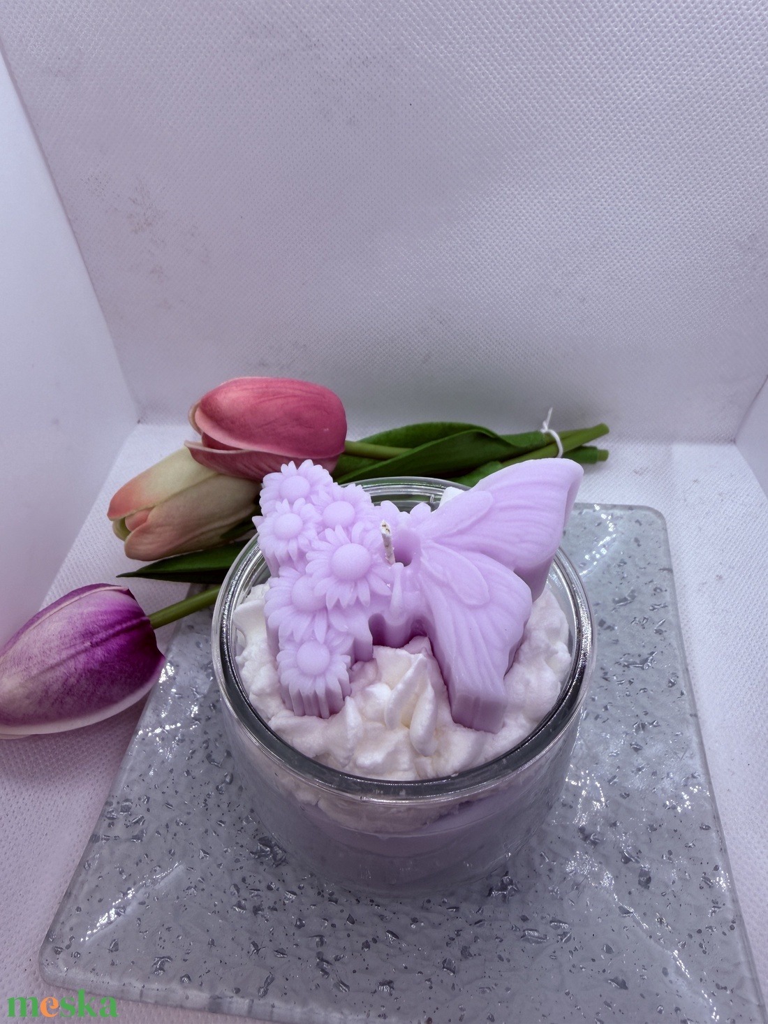 Habos pillangós szójagyertya � romantikus, kézműves díszgyertya ajándékba - otthon & életmód - gyertya, illat, aroma - gyertya - Meska.hu