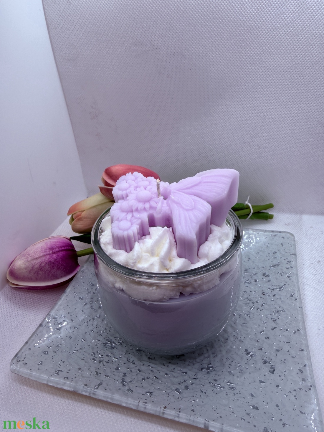 Habos pillangós szójagyertya � romantikus, kézműves díszgyertya ajándékba - otthon & életmód - gyertya, illat, aroma - gyertya - Meska.hu