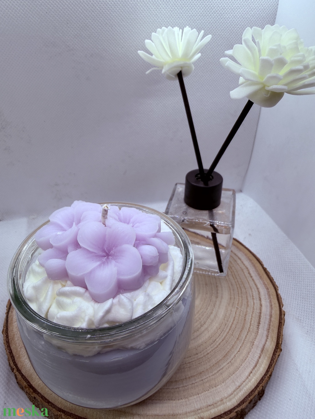 Habos virágos szójagyertya � romantikus, kézműves díszgyertya ajándékba - otthon & életmód - gyertya, illat, aroma - gyertya - Meska.hu