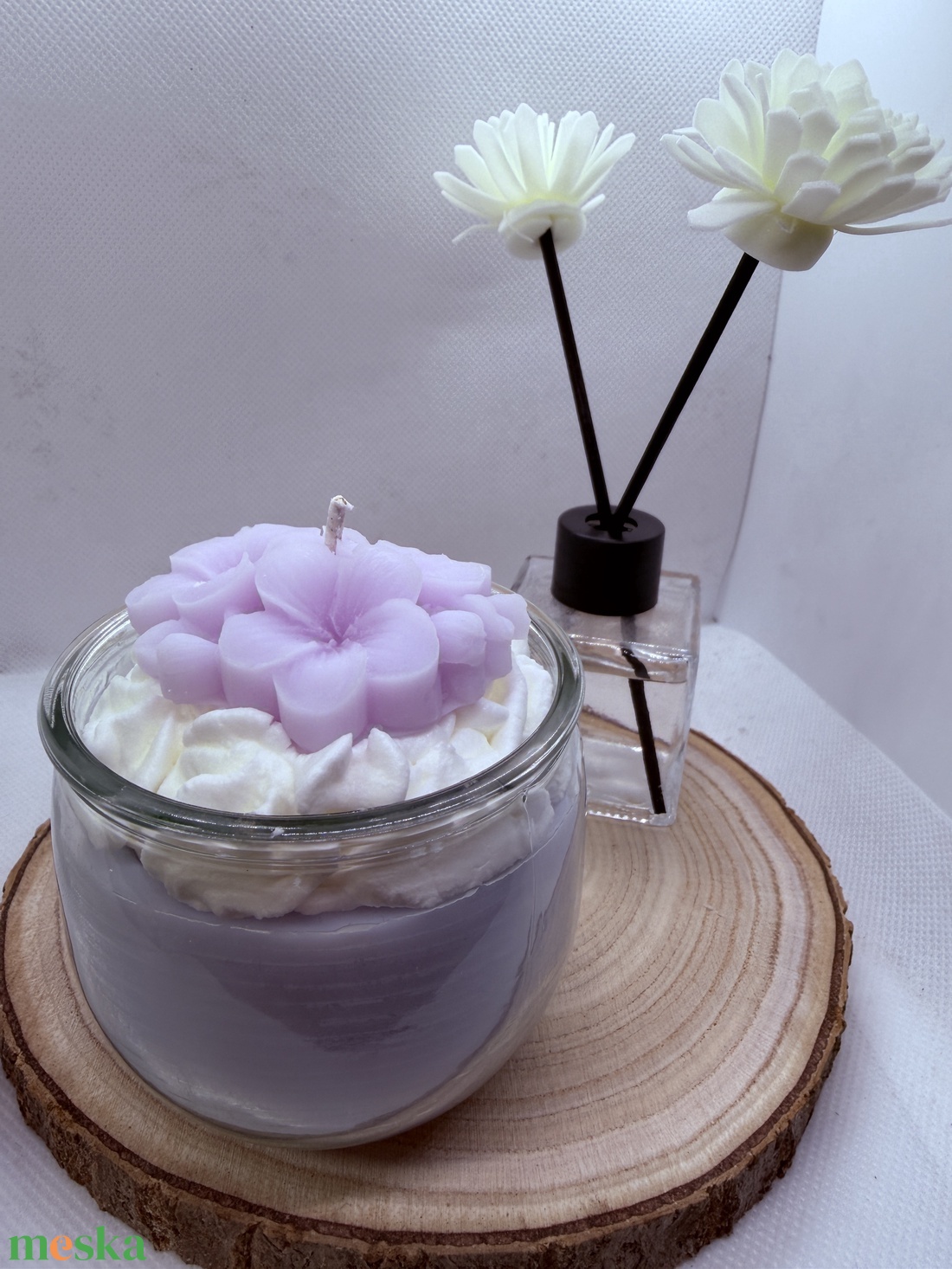 Habos virágos szójagyertya � romantikus, kézműves díszgyertya ajándékba - otthon & életmód - gyertya, illat, aroma - gyertya - Meska.hu