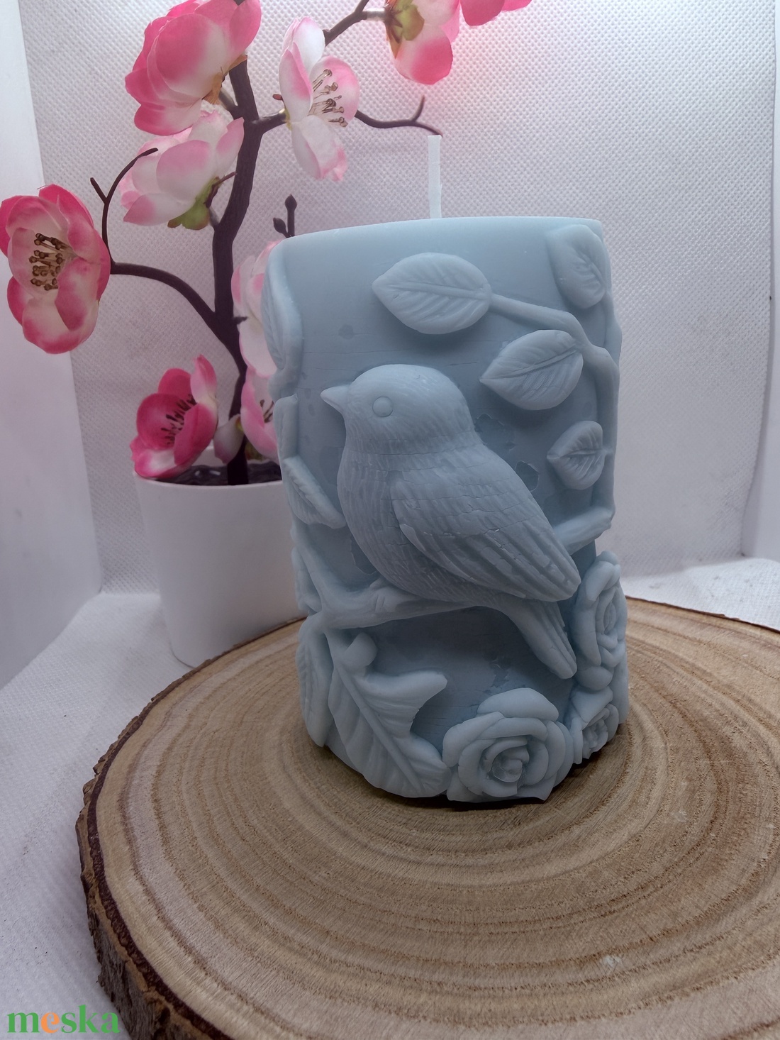 Madaras tömb gyertya- kék - otthon & életmód - gyertya, illat, aroma - gyertya - Meska.hu