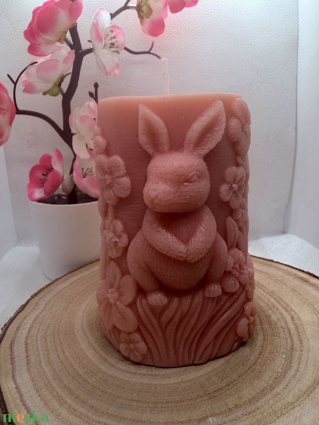 Nyuszis tömb gyertya- rózsaszín  - otthon & életmód - gyertya, illat, aroma - gyertya - Meska.hu