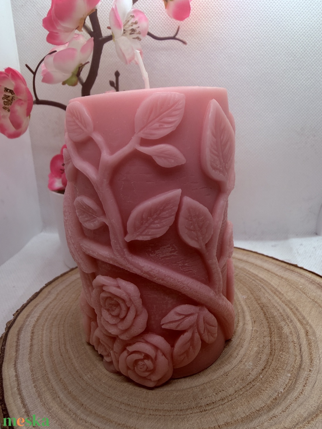 Madaras tömb gyertya- rózsaszín  - otthon & életmód - gyertya, illat, aroma - gyertya - Meska.hu