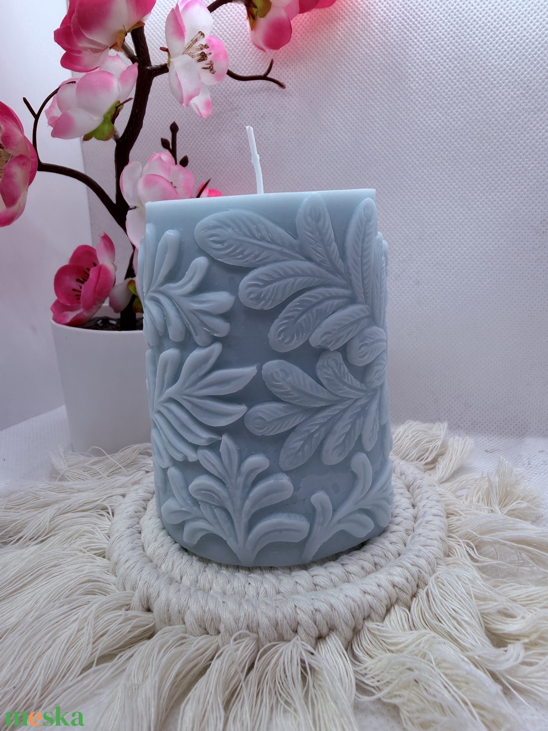 Kézműves pávás díszgyertya � kék különlegesség - otthon & életmód - gyertya, illat, aroma - gyertya - Meska.hu