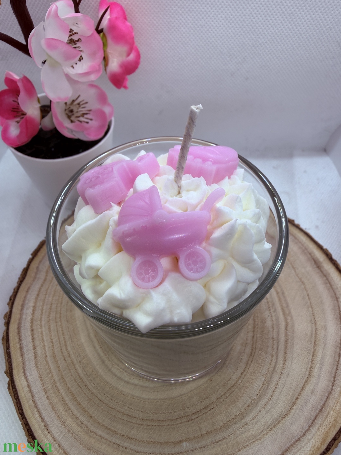 Babaköszöntő díszgyertya üvegben  - rózsaszín  - otthon & életmód - gyertya, illat, aroma - gyertya - Meska.hu