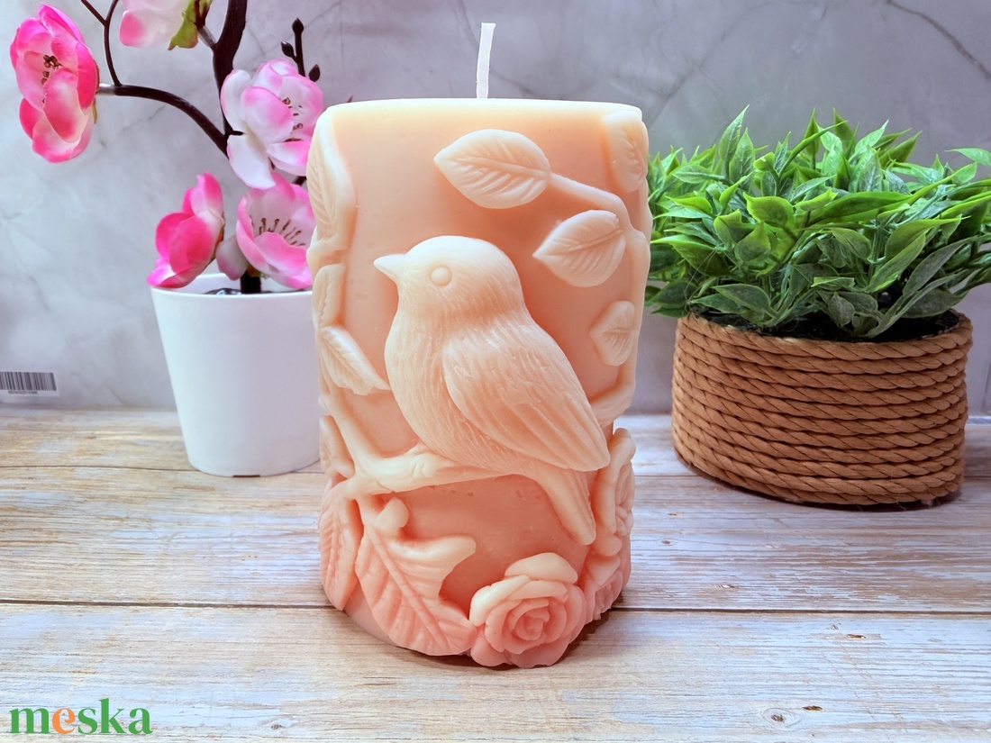 Madaras tömb gyertya- rózsaszín átmenetes  - otthon & életmód - gyertya, illat, aroma - gyertya - Meska.hu