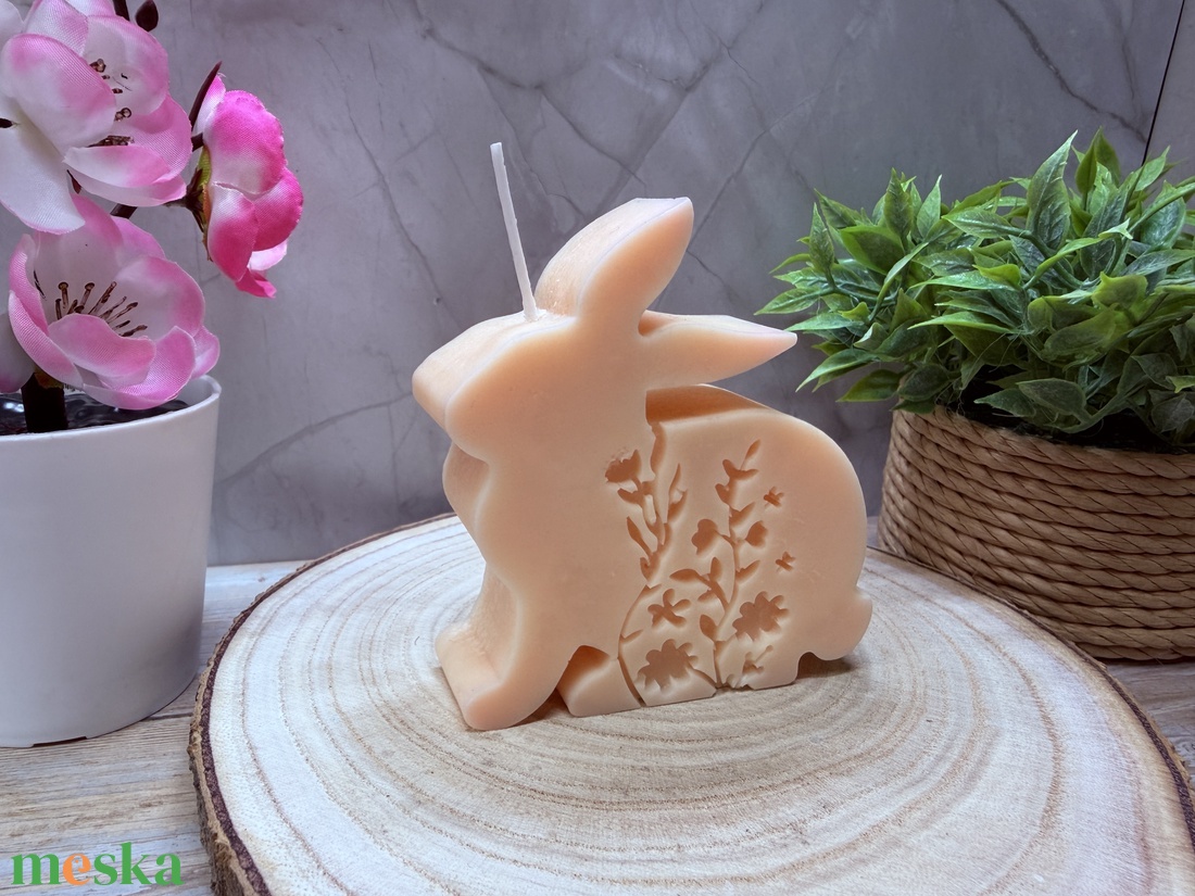 Tavaszi nyuszi gyertya � virágmintás húsvéti dekoráció - otthon & életmód - gyertya, illat, aroma - gyertya - Meska.hu