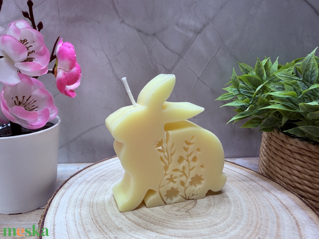 Tavaszi nyuszi gyertya � virágmintás húsvéti dekoráció - otthon & életmód - gyertya, illat, aroma - gyertya - Meska.hu