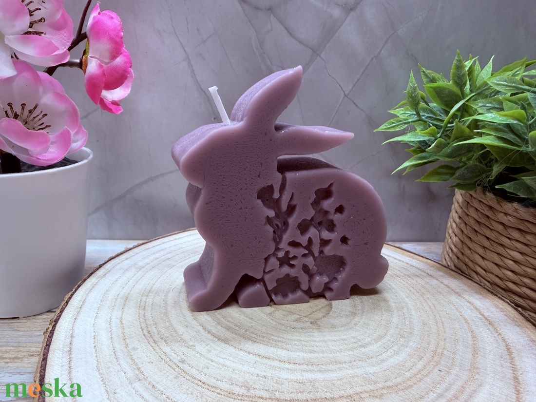 Tavaszi nyuszi gyertya � virágmintás húsvéti dekoráció - otthon & életmód - gyertya, illat, aroma - gyertya - Meska.hu