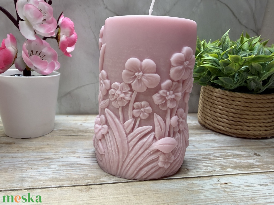 Nyuszis tömb gyertya- pasztell rózsaszín  - otthon & életmód - gyertya, illat, aroma - gyertya - Meska.hu