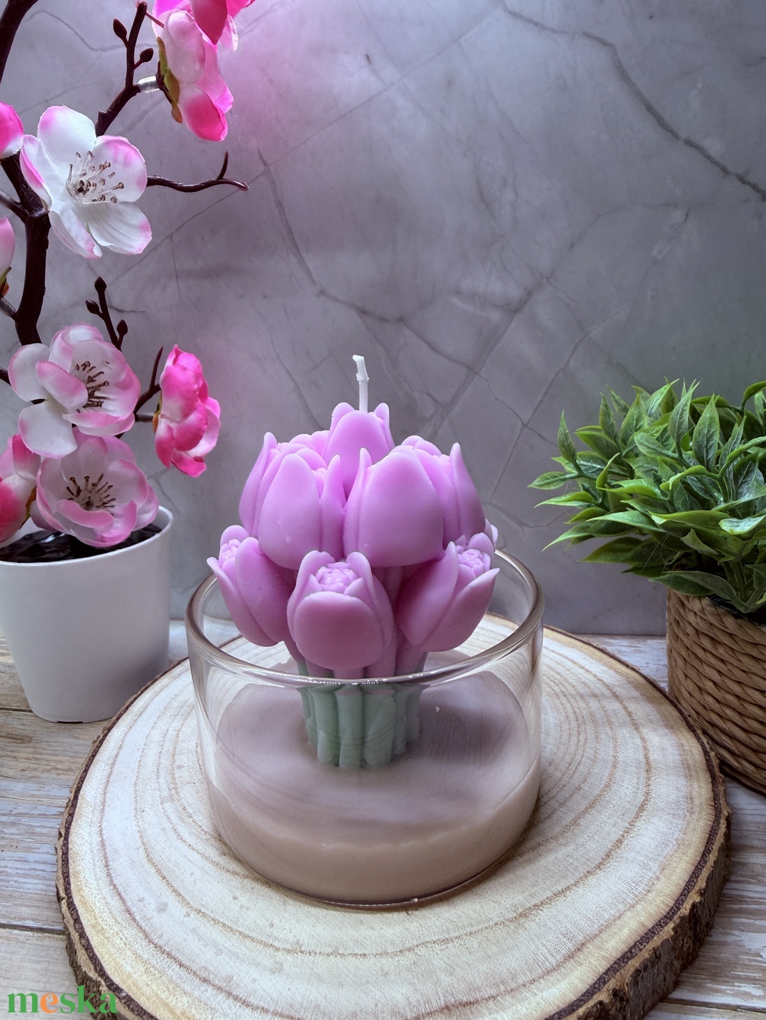 Tulipán csokor gyertya üvegben � tavaszi virágos dekoráció - otthon & életmód - gyertya, illat, aroma - gyertya - Meska.hu