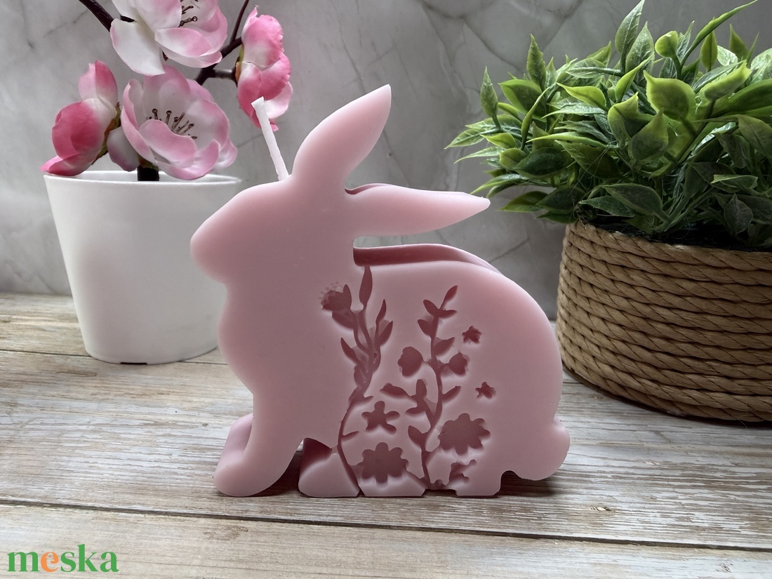 Tavaszi nyuszi gyertya � virágmintás húsvéti dekoráció - otthon & életmód - gyertya, illat, aroma - gyertya - Meska.hu