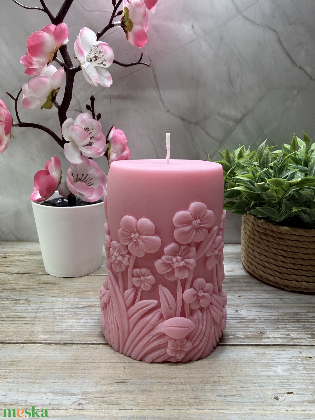 Nyuszis tömb gyertya- rózsaszín  - otthon & életmód - gyertya, illat, aroma - gyertya - Meska.hu