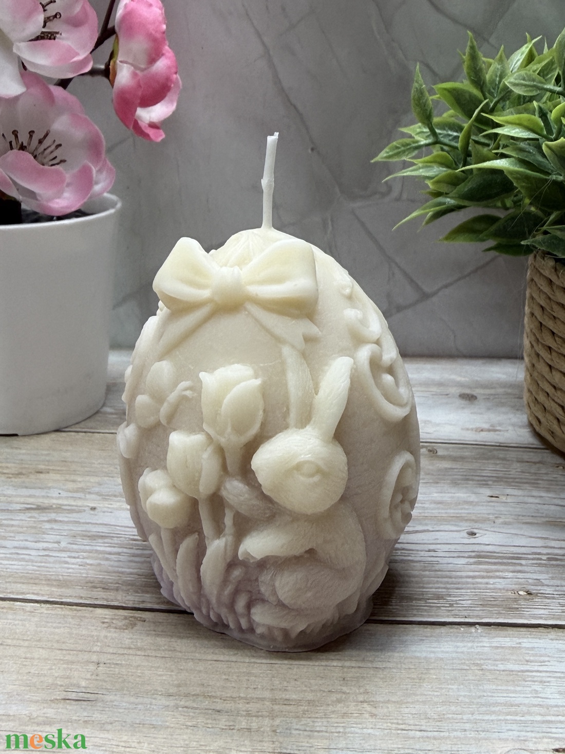 Nyuszi tojás gyertya - pasztell lila színben  - otthon & életmód - gyertya, illat, aroma - gyertya - Meska.hu