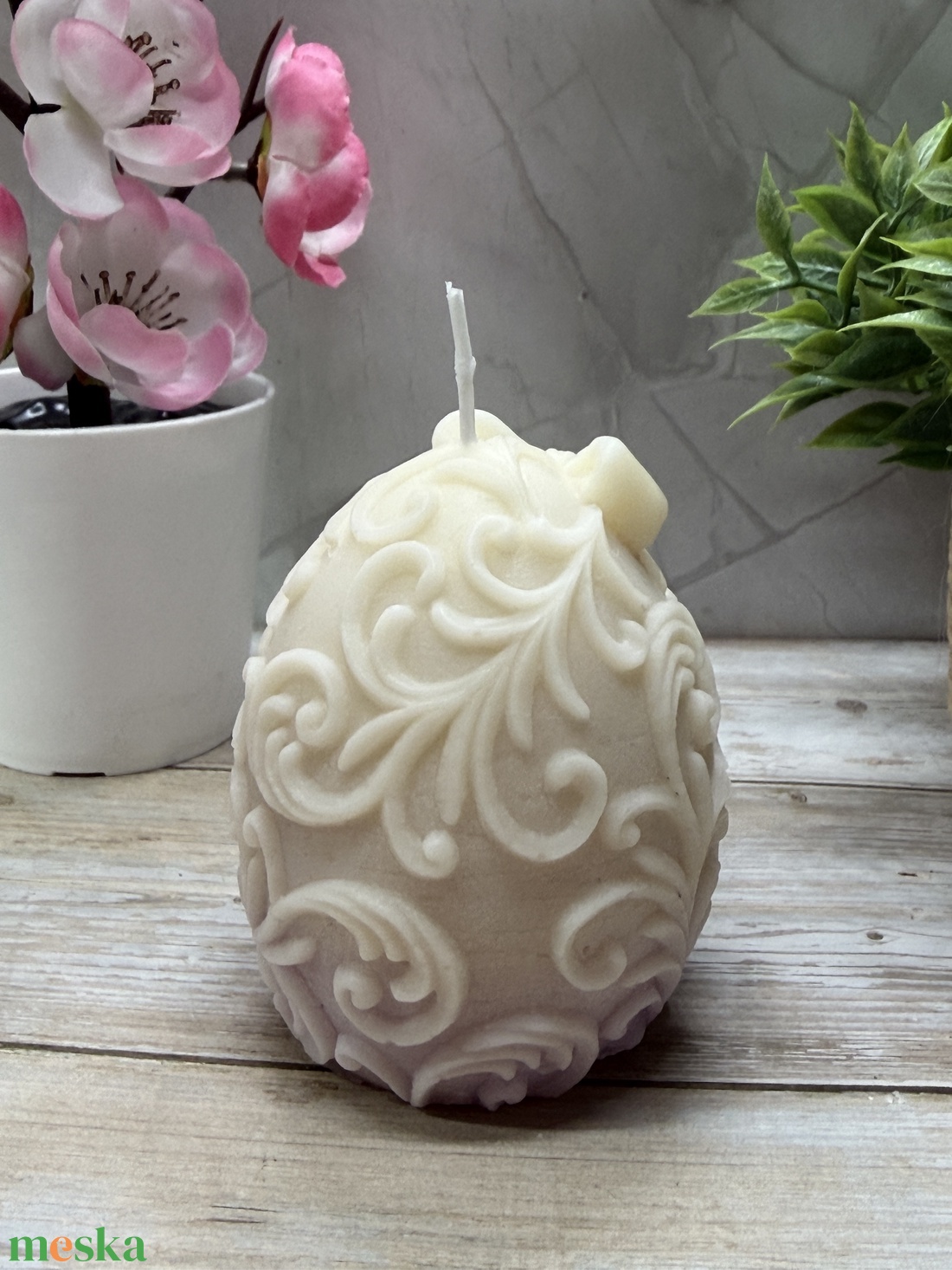 Nyuszi tojás gyertya - pasztell lila színben  - otthon & életmód - gyertya, illat, aroma - gyertya - Meska.hu