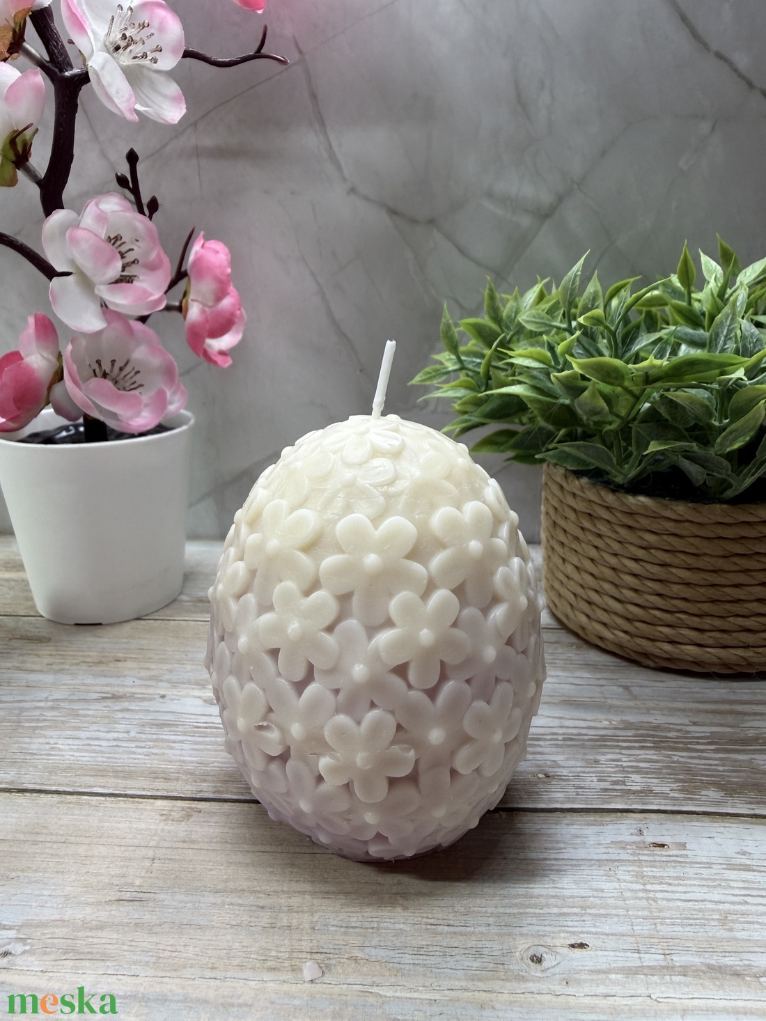 Nyuszi tojás gyertya - apró kis virágos - otthon & életmód - gyertya, illat, aroma - gyertya - Meska.hu