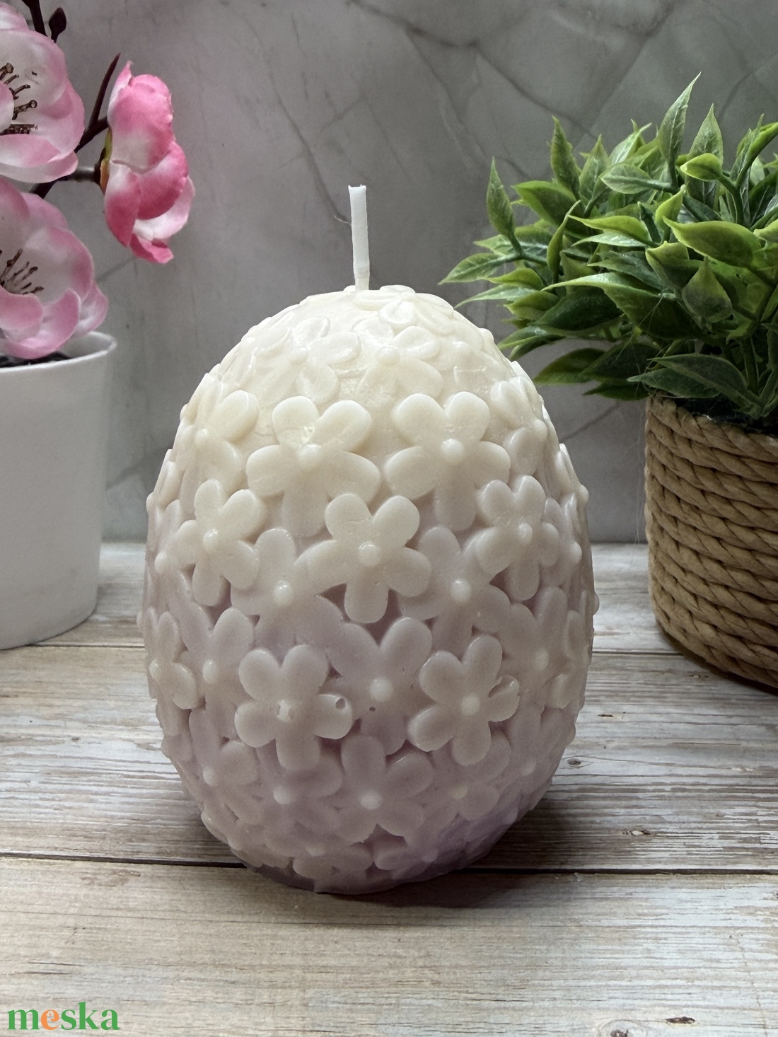Nyuszi tojás gyertya - apró kis virágos - otthon & életmód - gyertya, illat, aroma - gyertya - Meska.hu