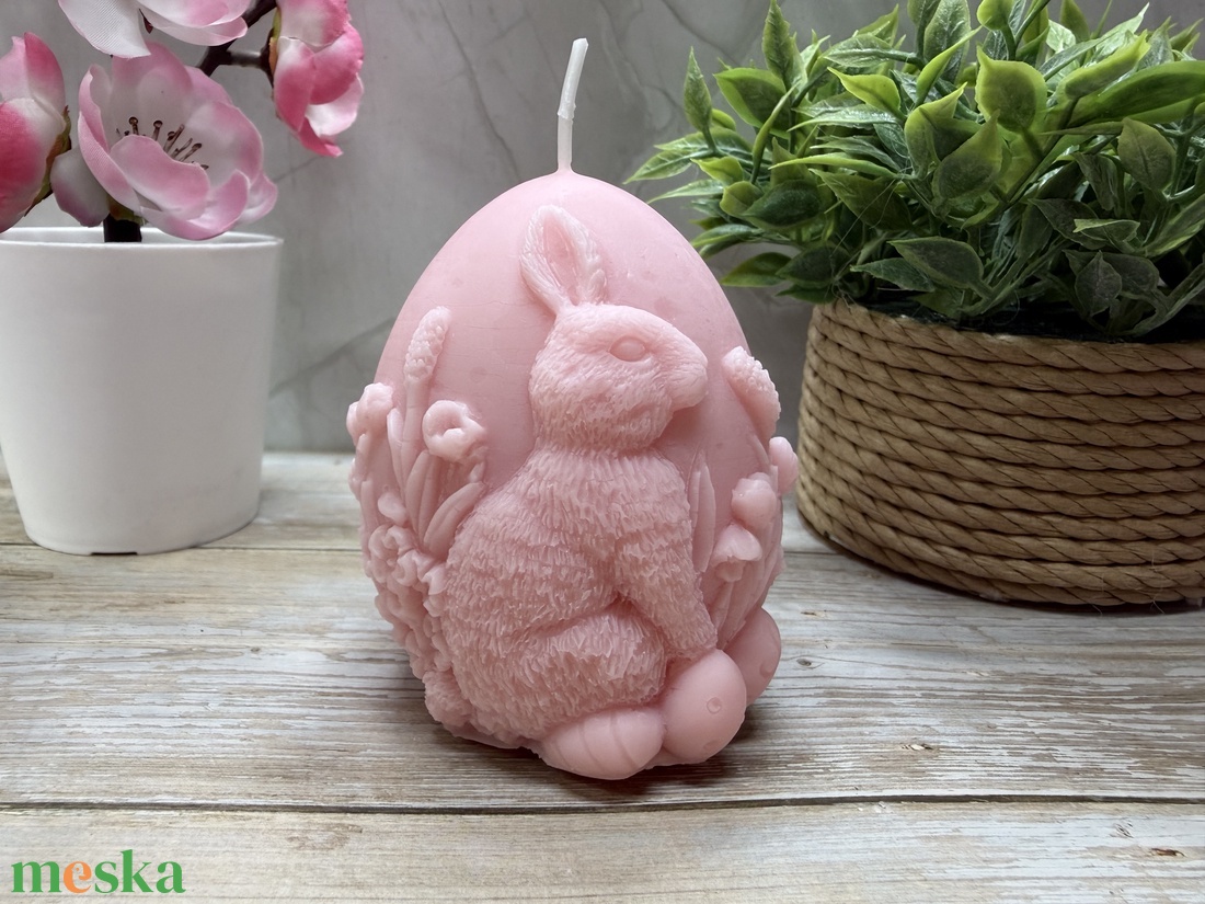 Nyuszi tojás gyertya - rózsaszín színben  - otthon & életmód - gyertya, illat, aroma - gyertya - Meska.hu