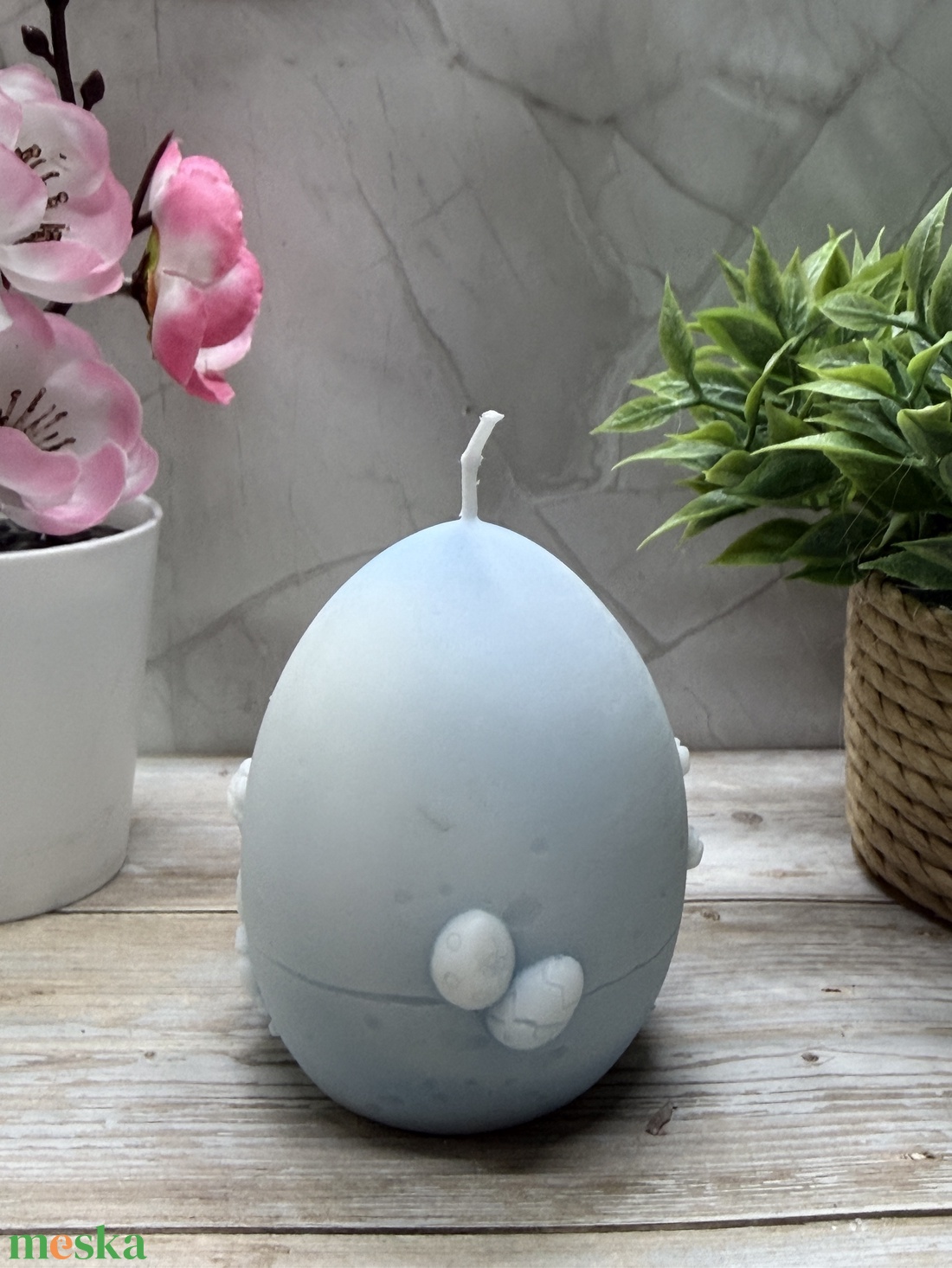 Nyuszi tojás gyertya - kék színben  - otthon & életmód - gyertya, illat, aroma - gyertya - Meska.hu