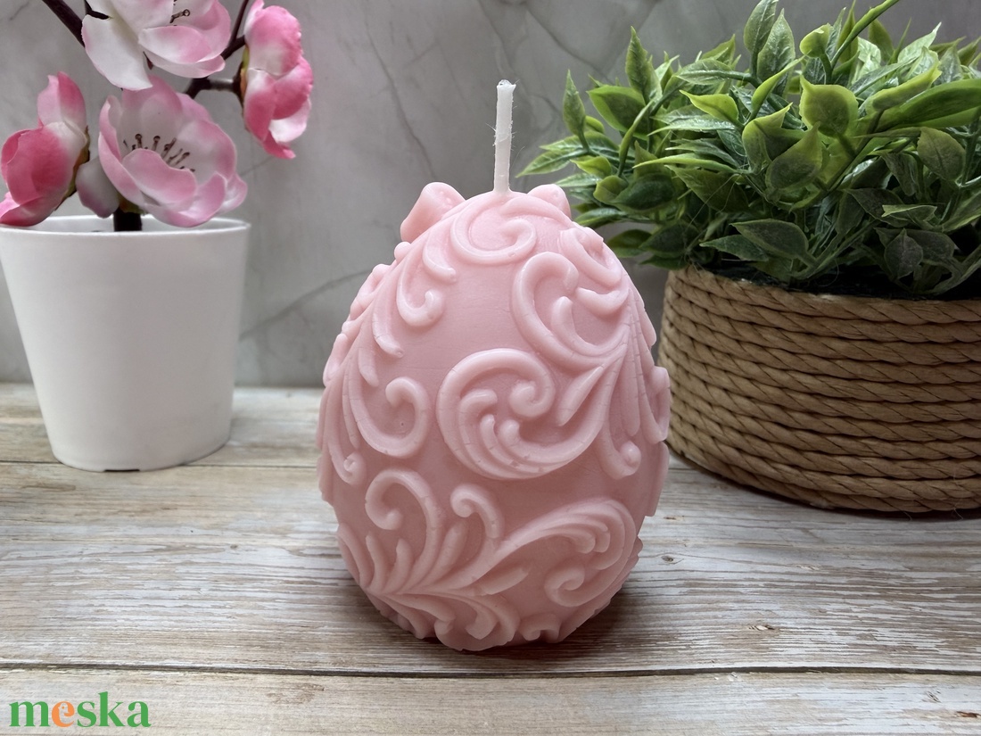 Nyuszi tojás gyertya - rózsaszín színben2 - otthon & életmód - gyertya, illat, aroma - gyertya - Meska.hu
