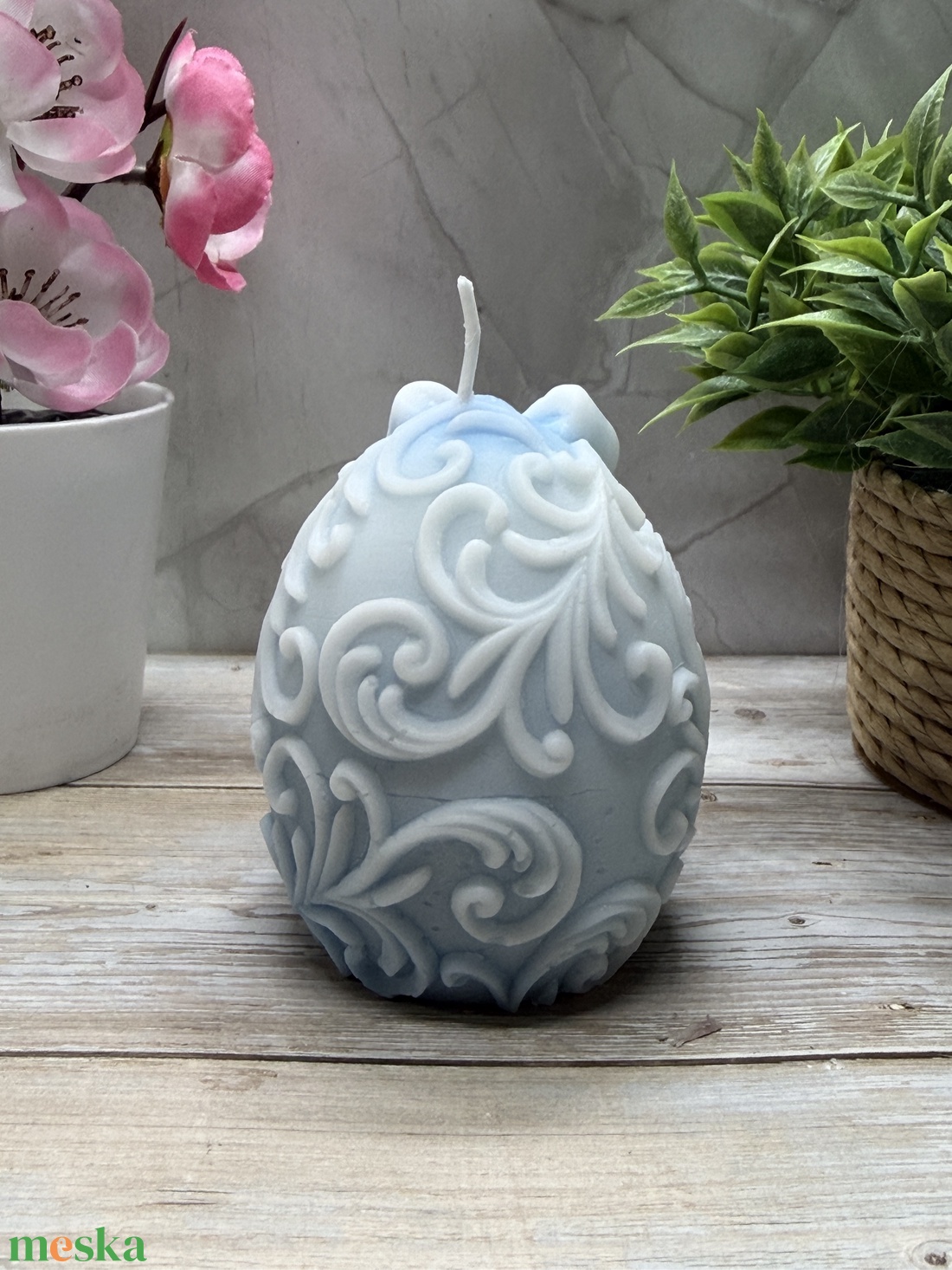Nyuszi tojás gyertya - kék színben2 - otthon & életmód - gyertya, illat, aroma - gyertya - Meska.hu