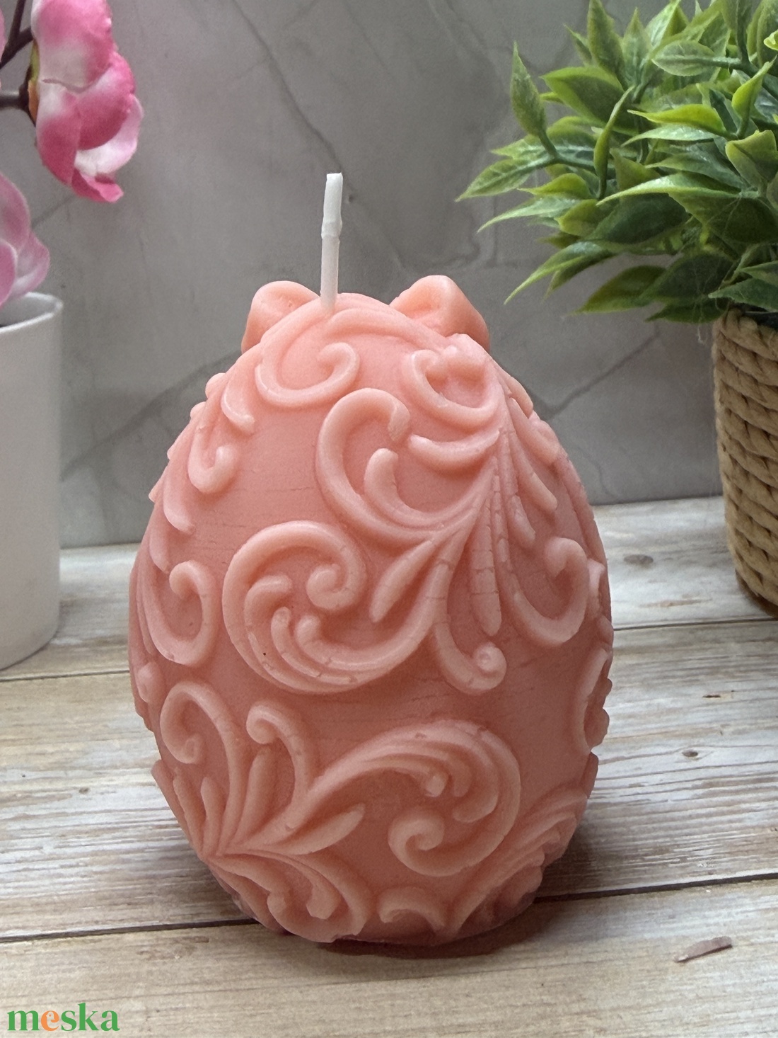 Nyuszi tojás gyertya - rózsaszín színben3 - otthon & életmód - gyertya, illat, aroma - gyertya - Meska.hu