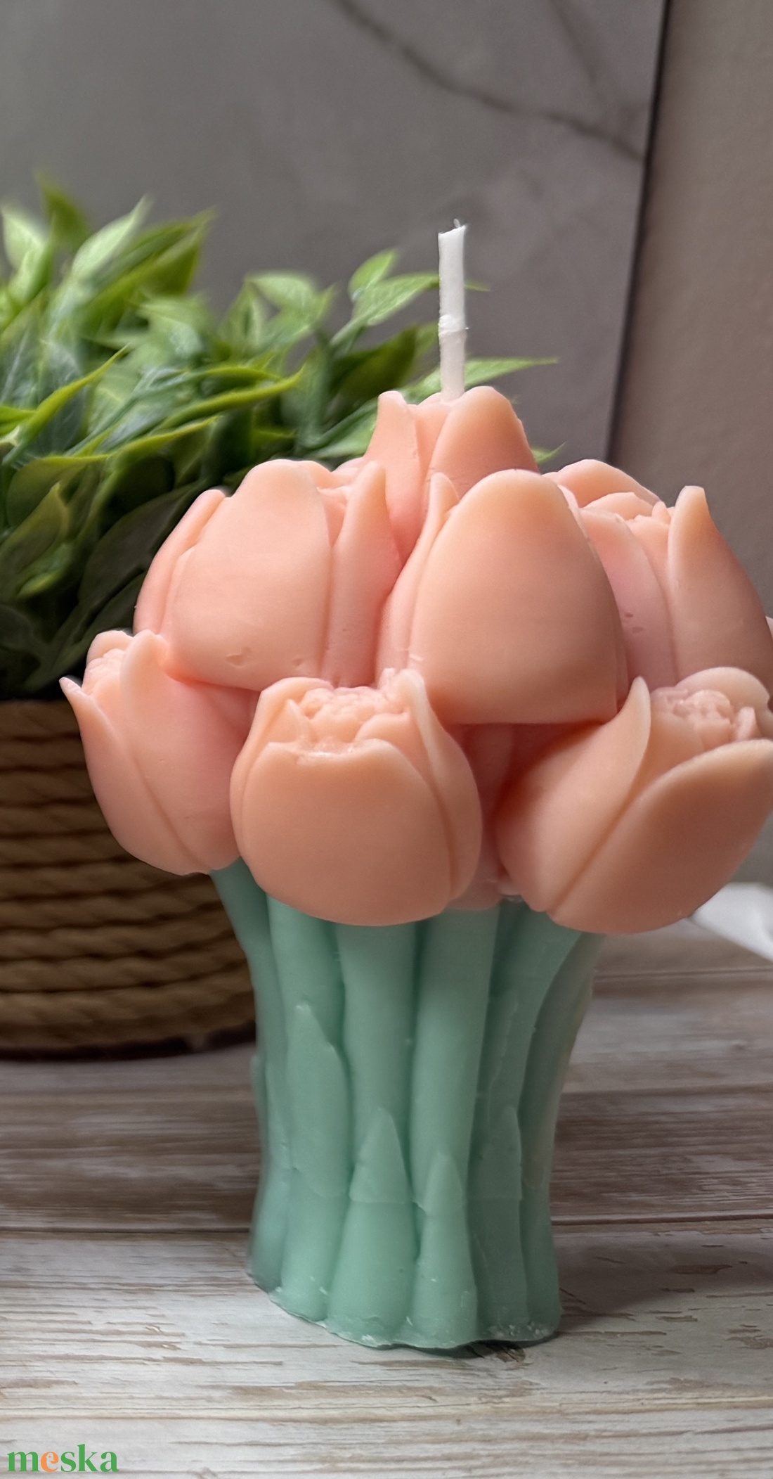 Tulipán csokor gyertya � tavaszi virágos dekoráció barack színben - otthon & életmód - gyertya, illat, aroma - gyertya - Meska.hu