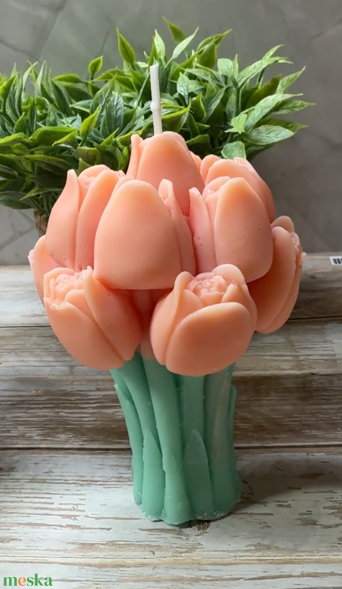 Tulipán csokor gyertya � tavaszi virágos dekoráció barack színben - otthon & életmód - gyertya, illat, aroma - gyertya - Meska.hu