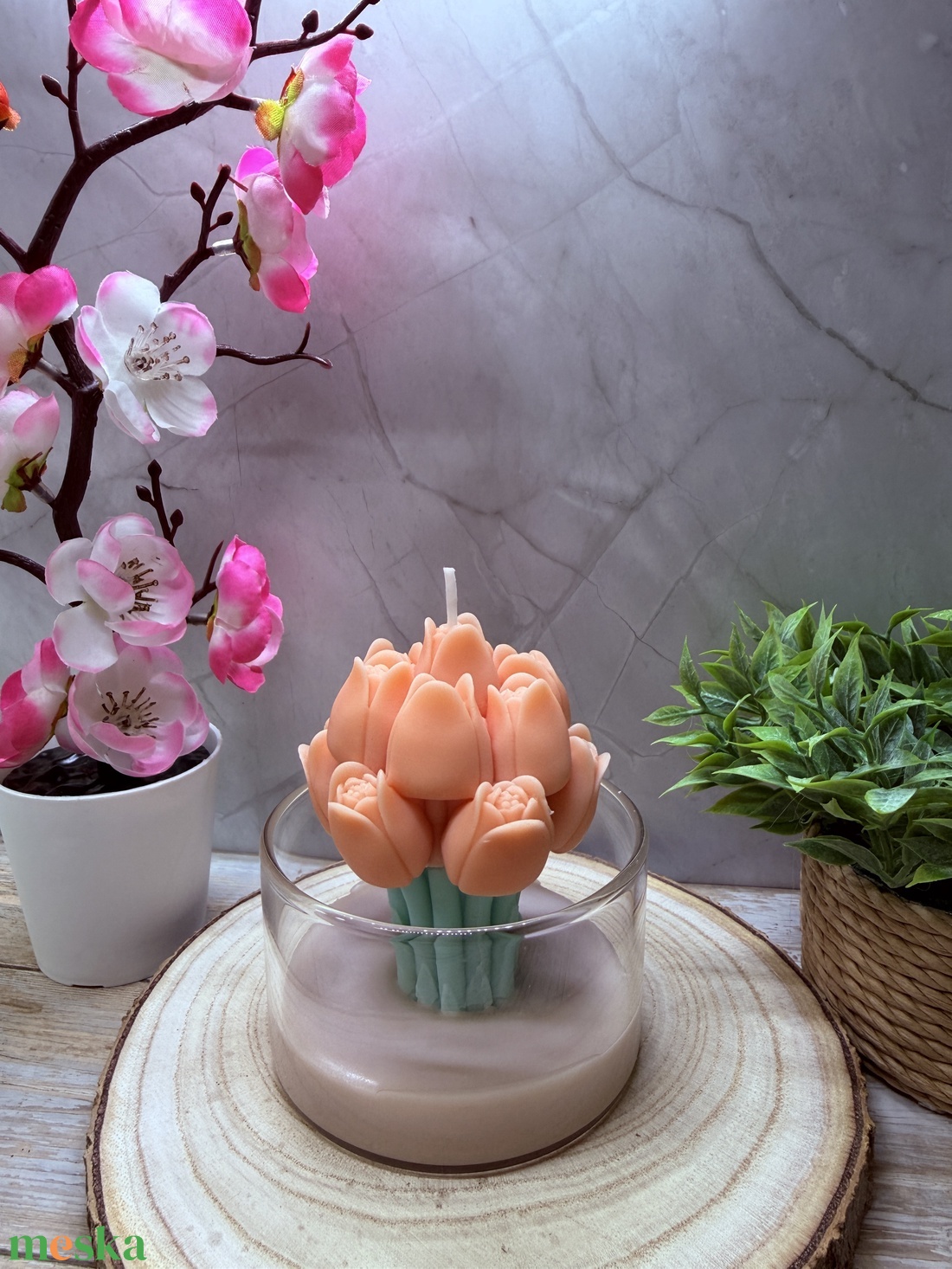 Tulipános gyertya üvegben - otthon & életmód - gyertya, illat, aroma - mécses és mécsestartó - Meska.hu