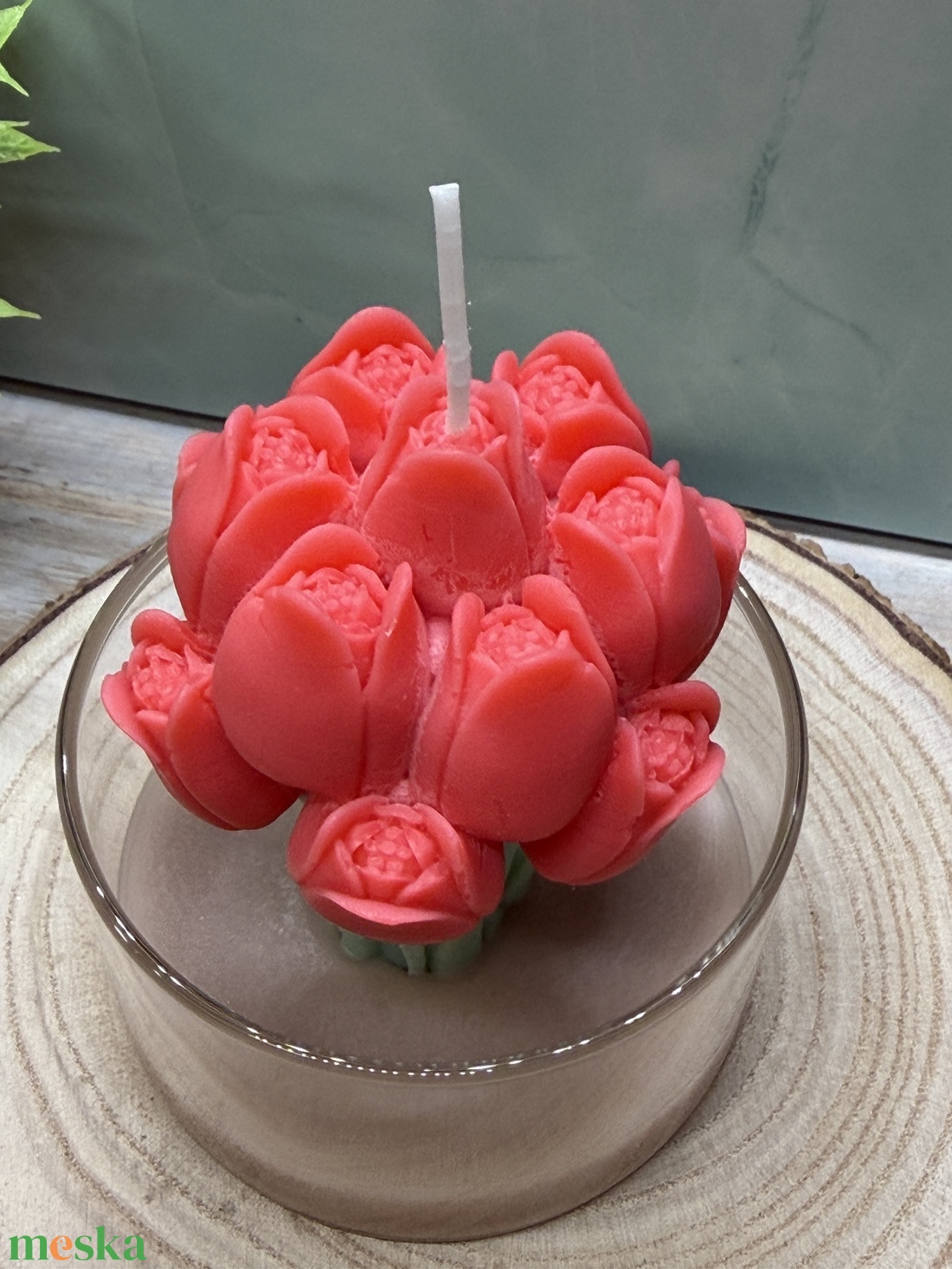  Tulipán csokor gyertya üvegben - piros  - otthon & életmód - gyertya, illat, aroma - gyertya - Meska.hu