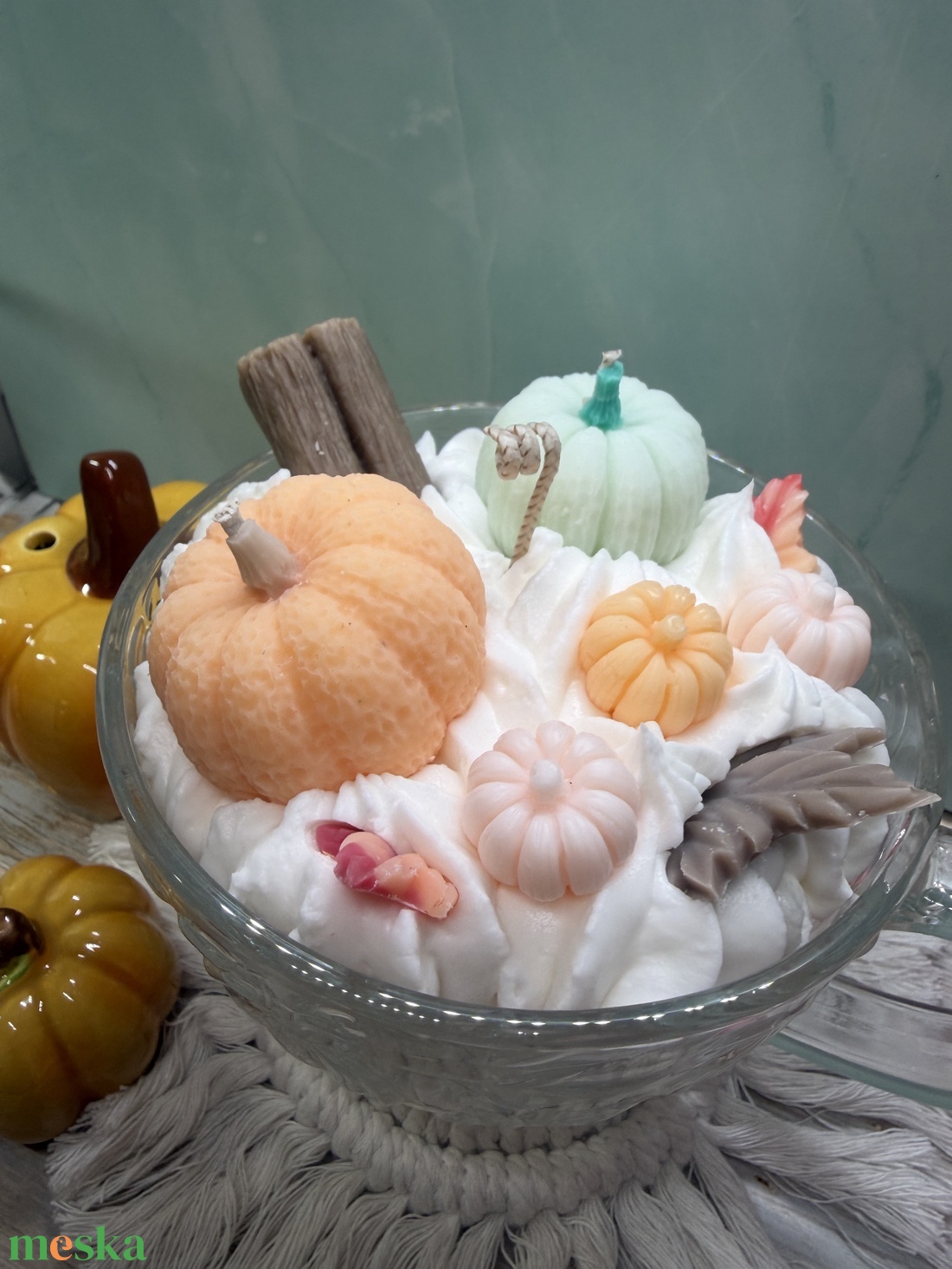 Pasztell őszi tökös desszertgyertya � különleges Halloween dekoráció  - otthon & életmód - gyertya, illat, aroma - gyertya - Meska.hu