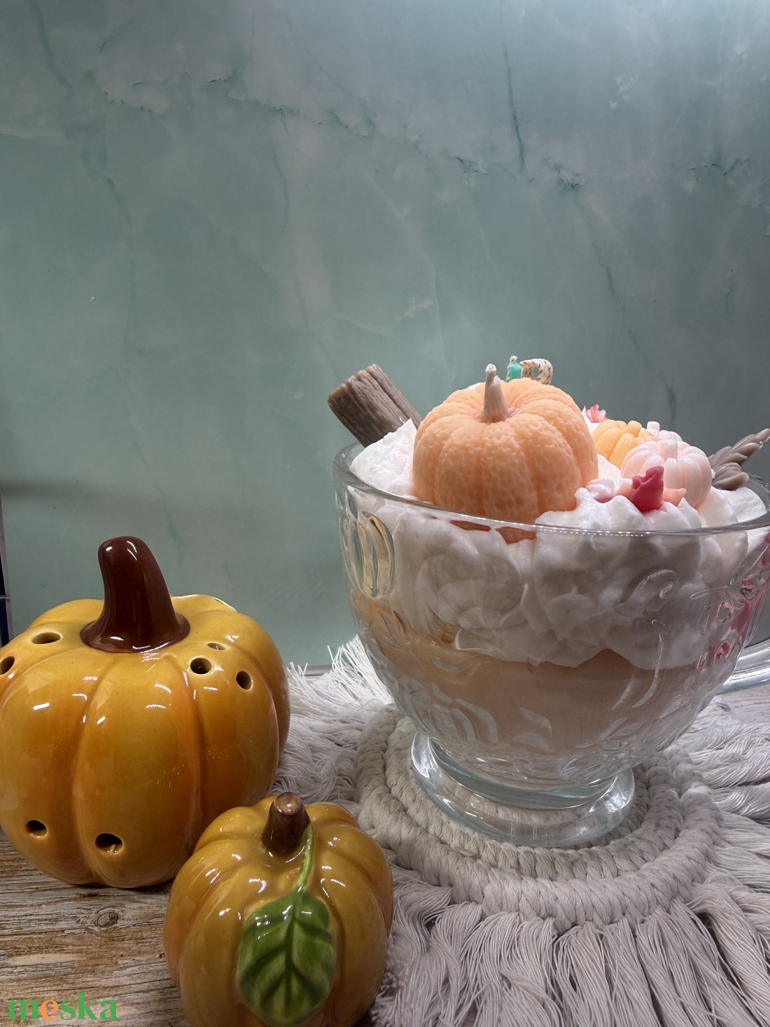 Pasztell őszi tökös desszertgyertya � különleges Halloween dekoráció  - otthon & életmód - gyertya, illat, aroma - gyertya - Meska.hu