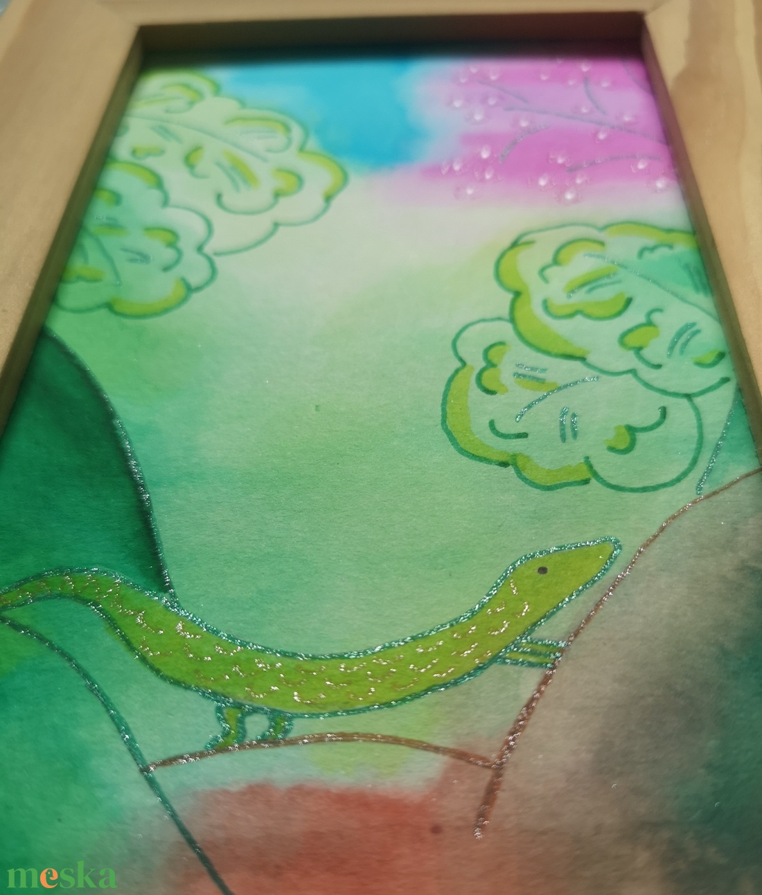 Erdőlakó állatok - Gyík - művészet - festmény - akvarell - Meska.hu