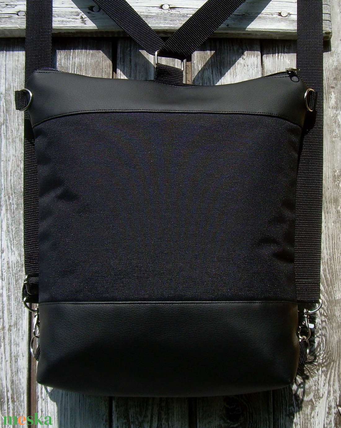 CITY BAG HÁTIZSÁK/OLDALTÁSKA : Fekete bőr cordurával - táska & tok - variálható táska - Meska.hu CITY BAG HÁTIZSÁK/OLDALTÁSKA : Fekete bőr cordurával - táska & tok - variálható táska - Meska.hu