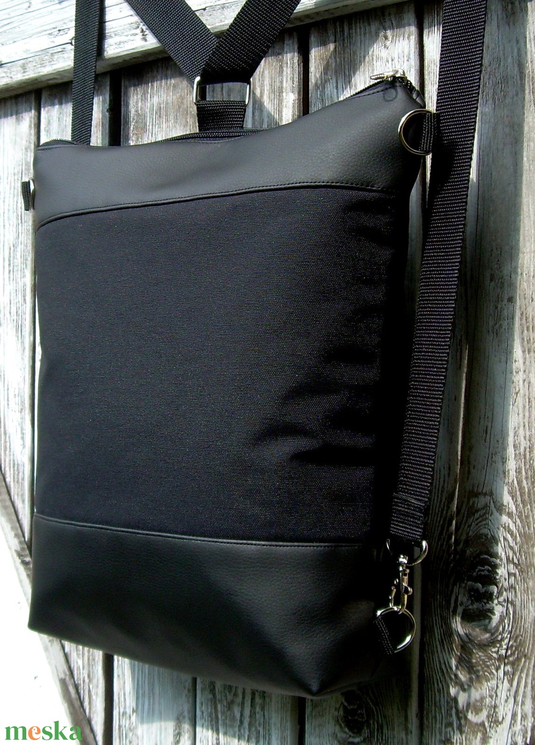 CITY BAG HÁTIZSÁK/OLDALTÁSKA : Fekete bőr cordurával - táska & tok - variálható táska - Meska.hu CITY BAG HÁTIZSÁK/OLDALTÁSKA : Fekete bőr cordurával - táska & tok - variálható táska - Meska.hu