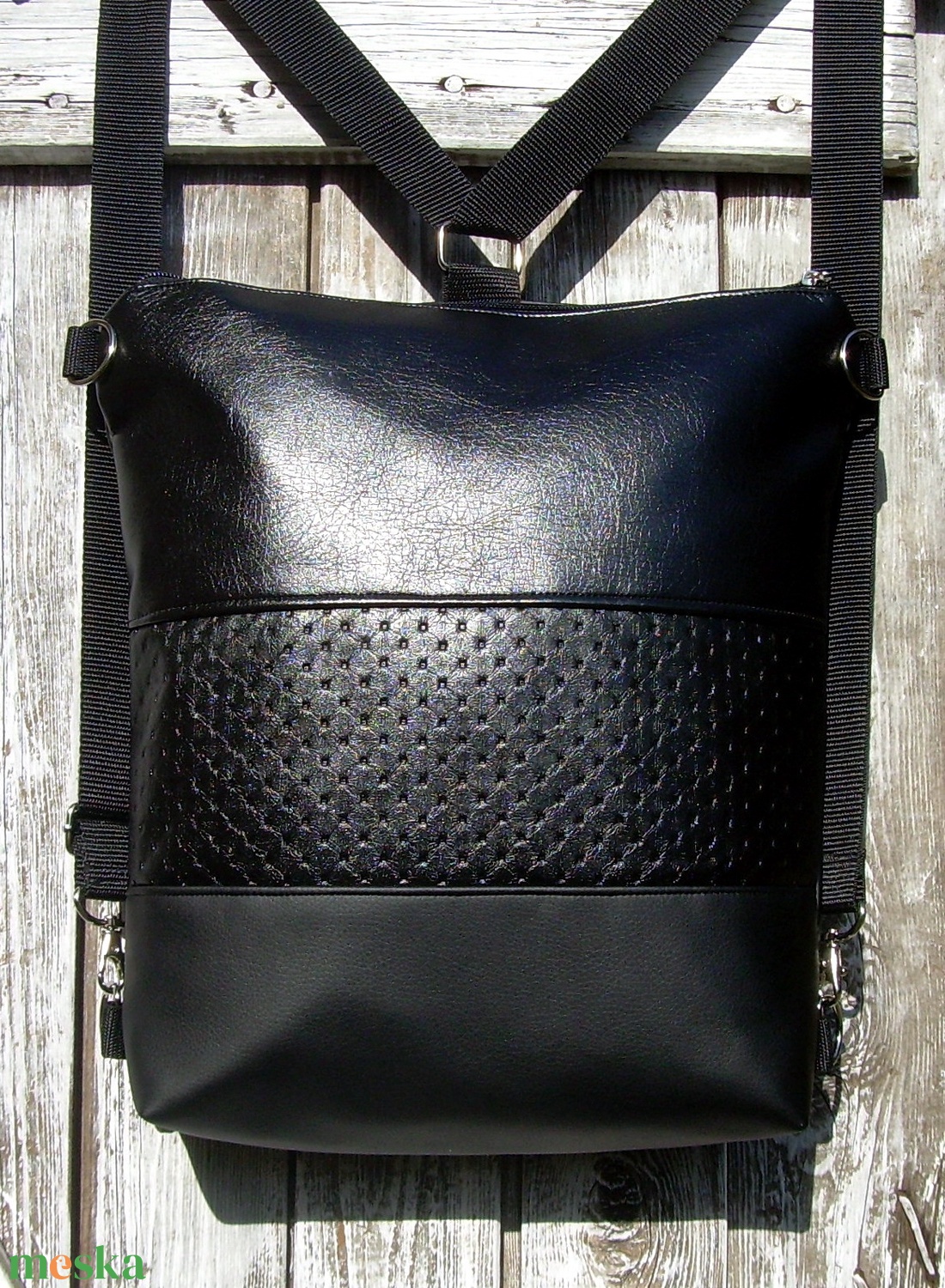 CITY BAG HÁTIZSÁK/OLDALTÁSKA : Fekete elegancia 3. - táska & tok - hátizsák - hátizsák - Meska.hu