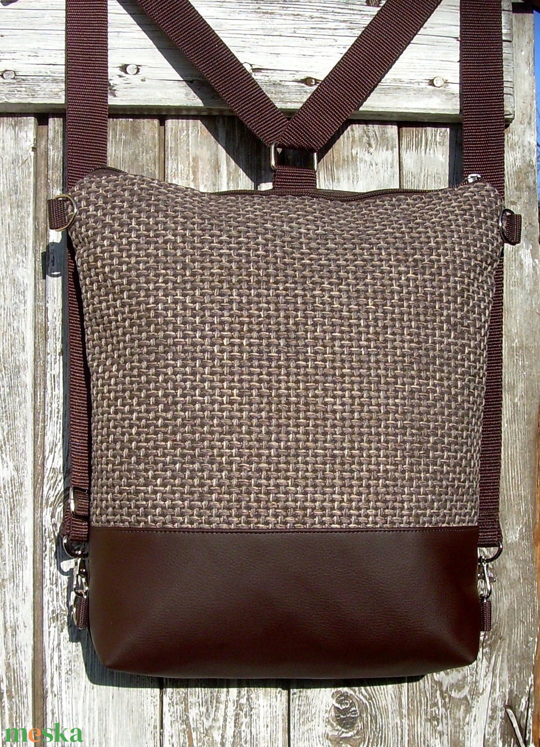 CITY BAG HÁTIZSÁK/OLDALTÁSKA : Barna bőr szövettel 3. - táska & tok - hátizsák - hátizsák - Meska.hu CITY BAG HÁTIZSÁK/OLDALTÁSKA : Barna bőr szövettel 3. - táska & tok - hátizsák - hátizsák - Meska.hu