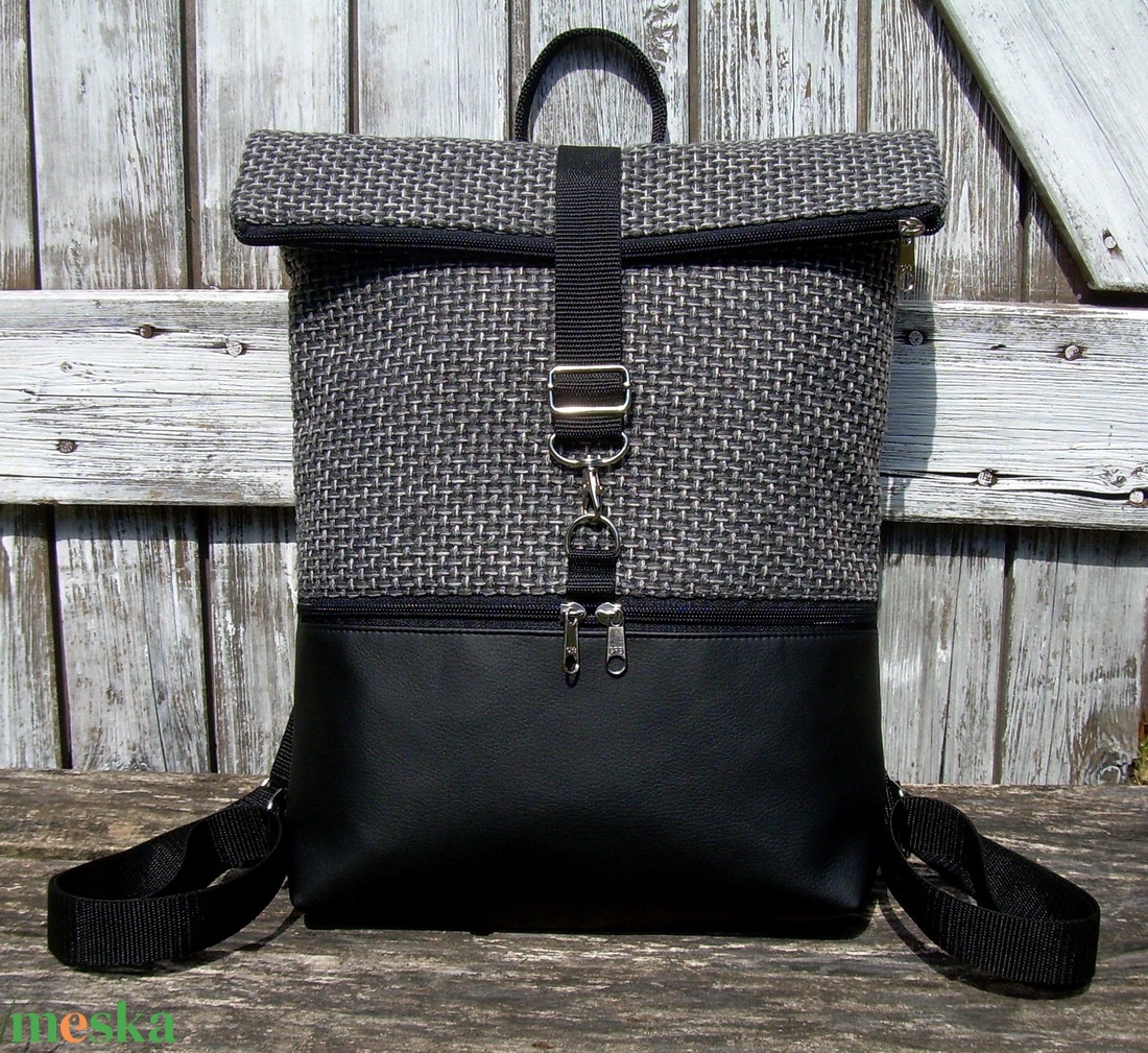ROLL TOP CITY BAG : Variációk fekete bőrre és szövetre 1. - táska & tok - hátizsák - roll top hátizsák - Meska.hu ROLL TOP CITY BAG : Variációk fekete bőrre és szövetre 1. - táska & tok - hátizsák - roll top hátizsák - Meska.hu