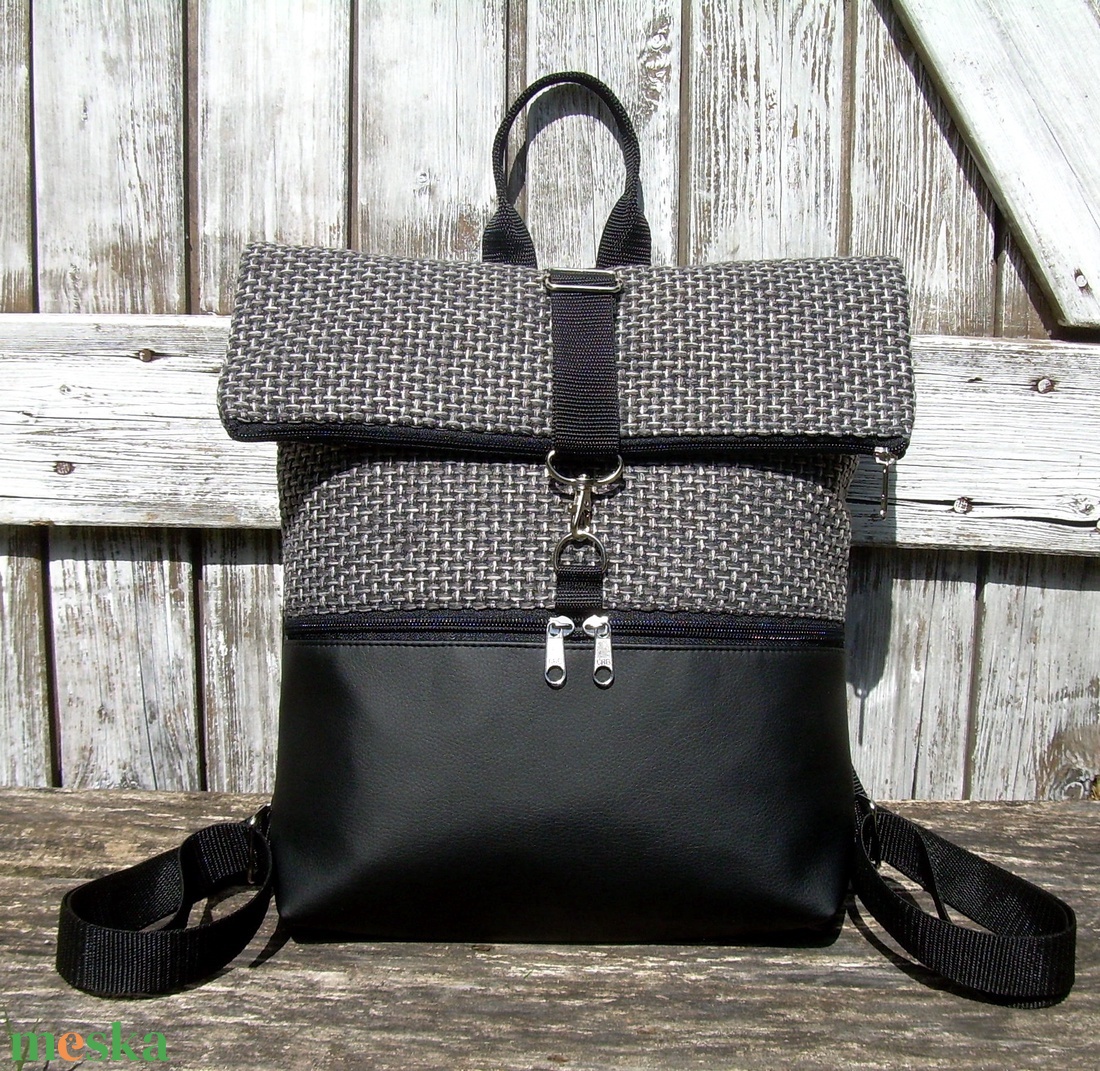 ROLL TOP CITY BAG : Variációk fekete bőrre és szövetre 1. - táska & tok - hátizsák - roll top hátizsák - Meska.hu ROLL TOP CITY BAG : Variációk fekete bőrre és szövetre 1. - táska & tok - hátizsák - roll top hátizsák - Meska.hu