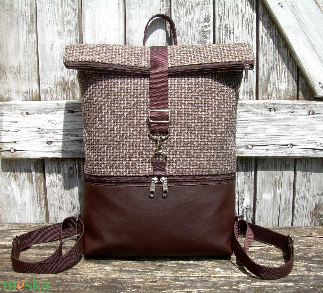 ROLL TOP CITY BAG : Variációk barna bőrre és szövetre 2. - táska & tok - hátizsák - roll top hátizsák - Meska.hu ROLL TOP CITY BAG : Variációk barna bőrre és szövetre 2. - táska & tok - hátizsák - roll top hátizsák - Meska.hu