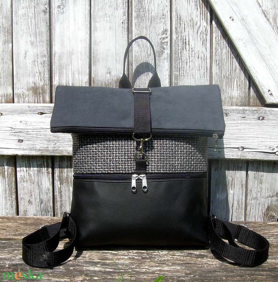 ROLL TOP CITY BAG : Variációk fekete bőrre és szövetre 5. - táska & tok - hátizsák - hátizsák - Meska.hu ROLL TOP CITY BAG : Variációk fekete bőrre és szövetre 5. - táska & tok - hátizsák - hátizsák - Meska.hu