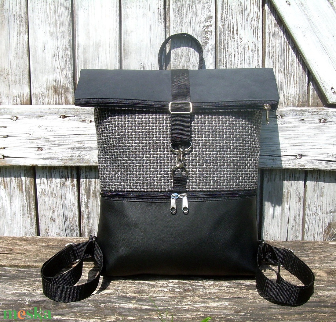 ROLL TOP CITY BAG : Variációk fekete bőrre és szövetre 5. - táska & tok - hátizsák - hátizsák - Meska.hu ROLL TOP CITY BAG : Variációk fekete bőrre és szövetre 5. - táska & tok - hátizsák - hátizsák - Meska.hu