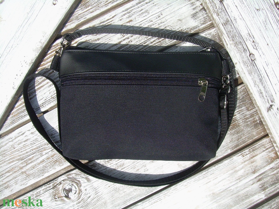  MINI CITY BAG : Fekete bőr cordurával - táska & tok - kézitáska & válltáska - vállon átvethető táska - Meska.hu
