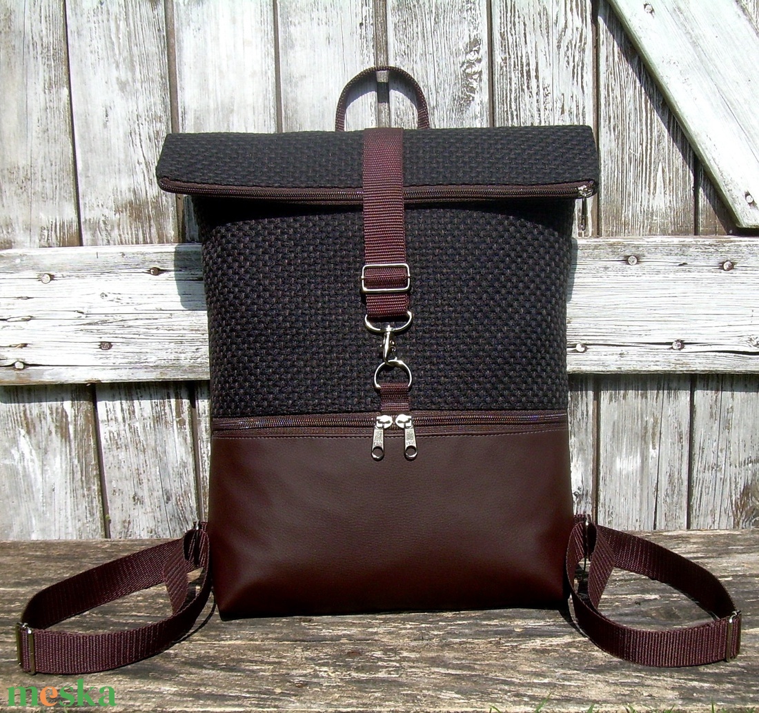 ROLL TOP CITY BAG : Variációk barna bőrre és szövetre 3. - táska & tok - hátizsák - roll top hátizsák - Meska.hu ROLL TOP CITY BAG : Variációk barna bőrre és szövetre 3. - táska & tok - hátizsák - roll top hátizsák - Meska.hu