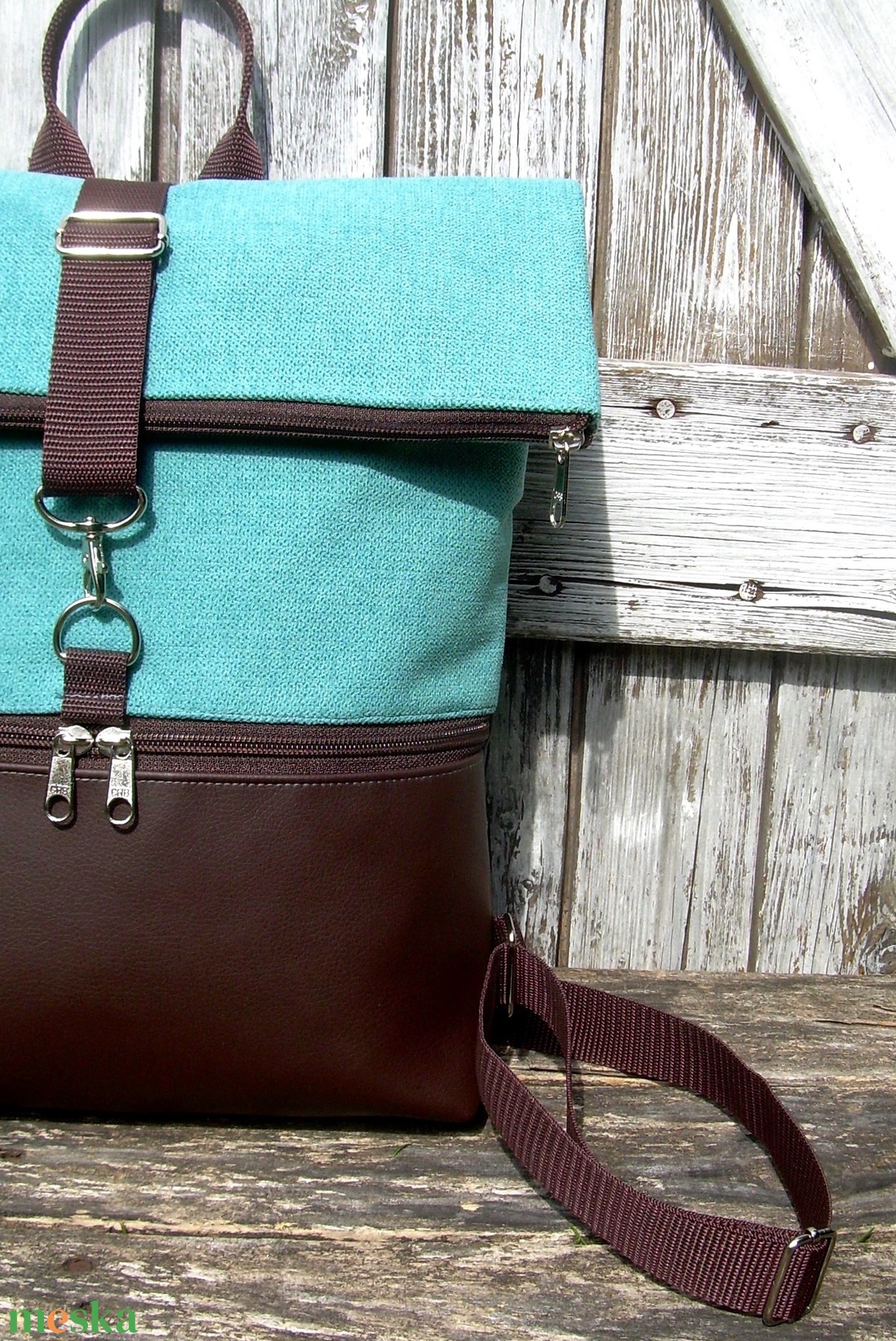 ROLL TOP CITY BAG : Variációk barnára türkizkékkel - táska & tok - hátizsák - roll top hátizsák - Meska.hu ROLL TOP CITY BAG : Variációk barnára türkizkékkel - táska & tok - hátizsák - roll top hátizsák - Meska.hu